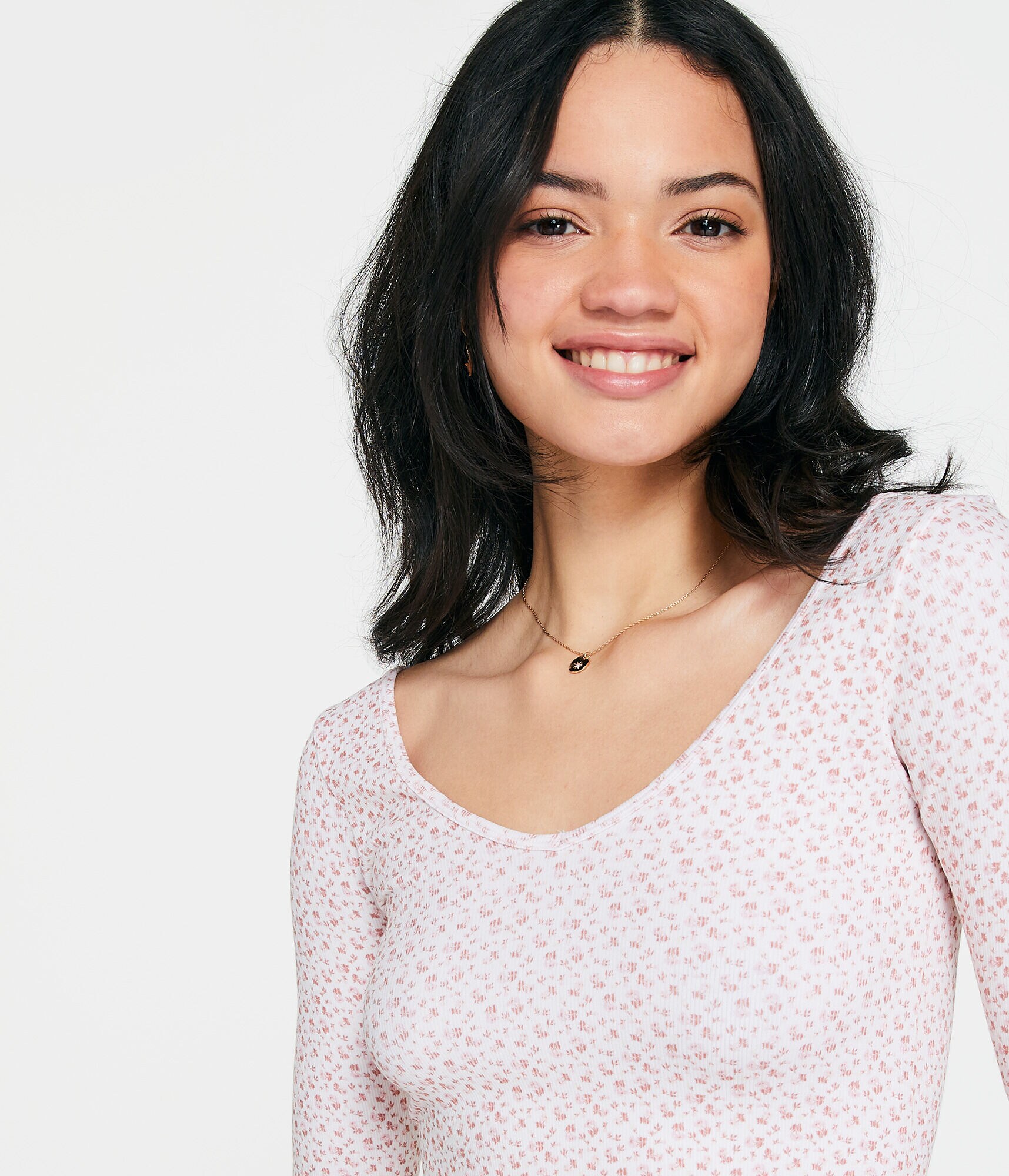 Long Sleeve Floral Seamless Wear 2 Ways Crop Top