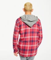 Long Sleeve Plaid Flannel Hooded Button-Down Shirt