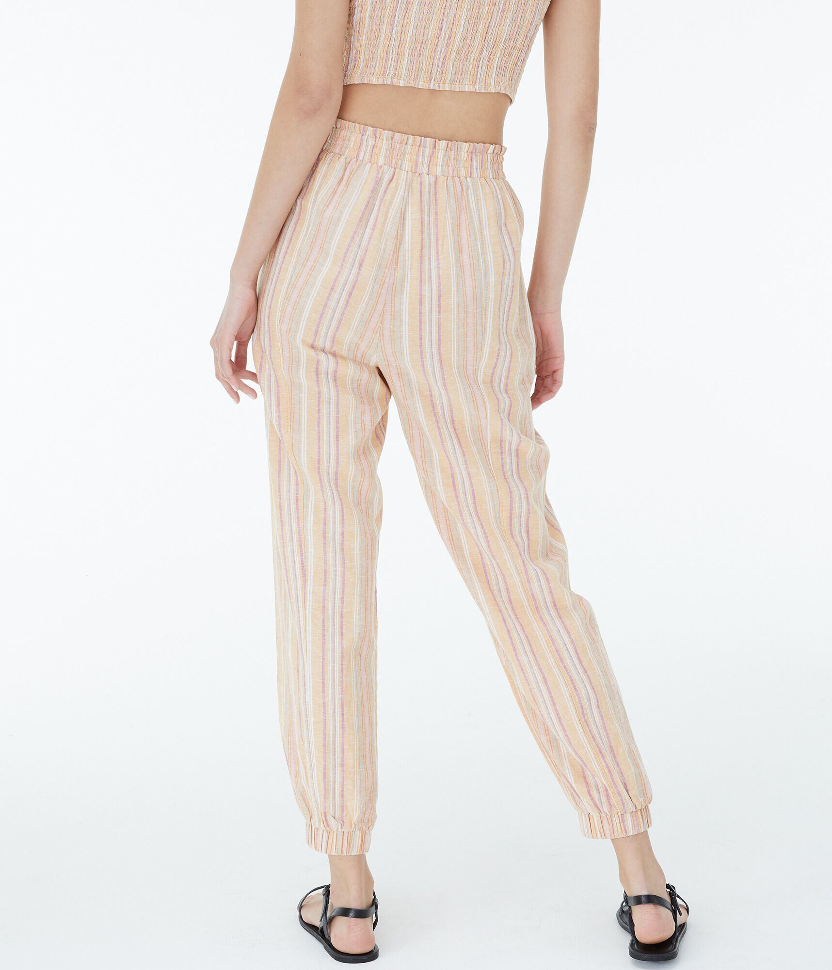 Striped High-Rise Woven Pants***