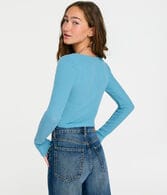 Long Sleeve Tie-Front Cropped Shrunken Tee