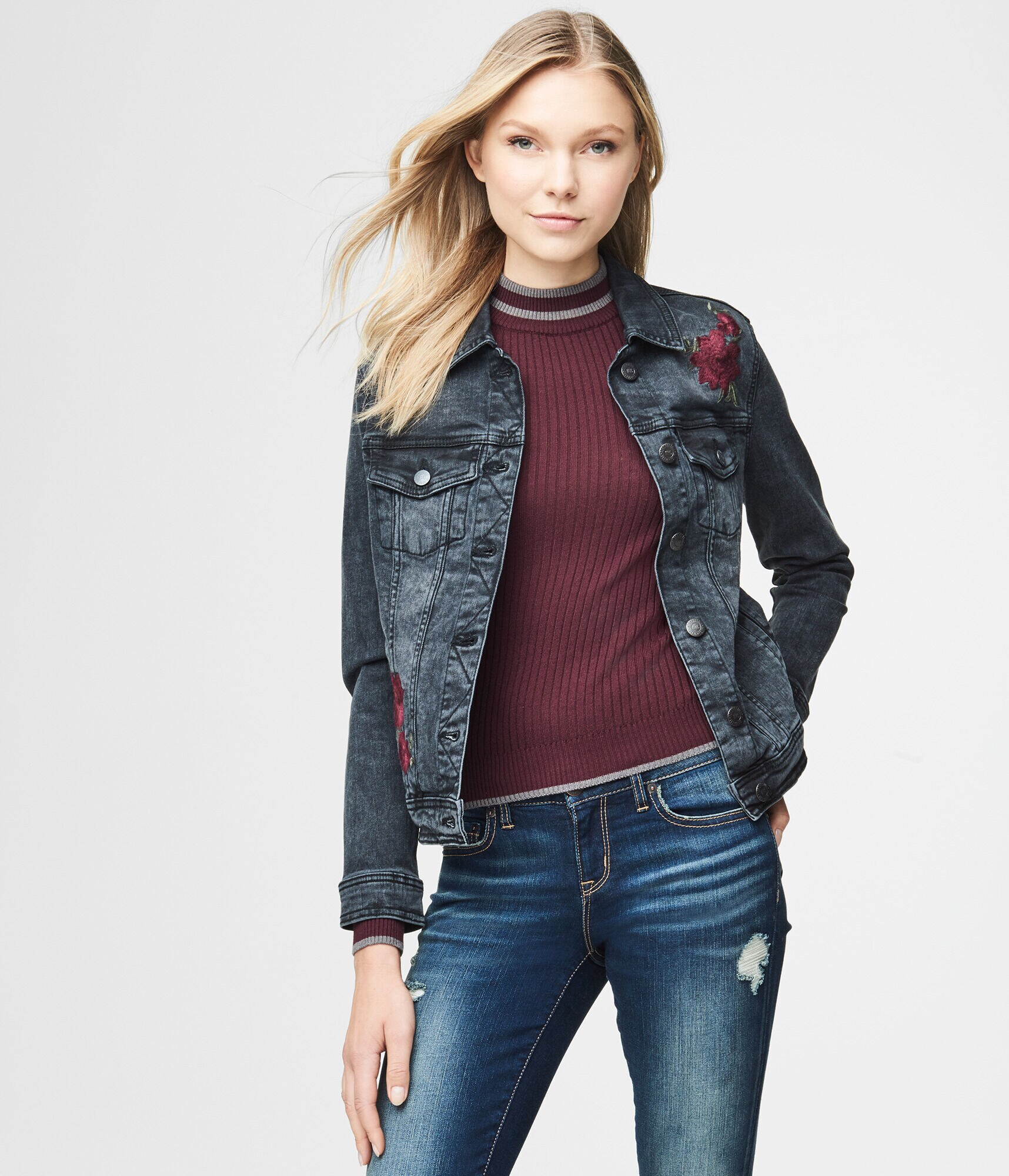 aeropostale embroidered jeans