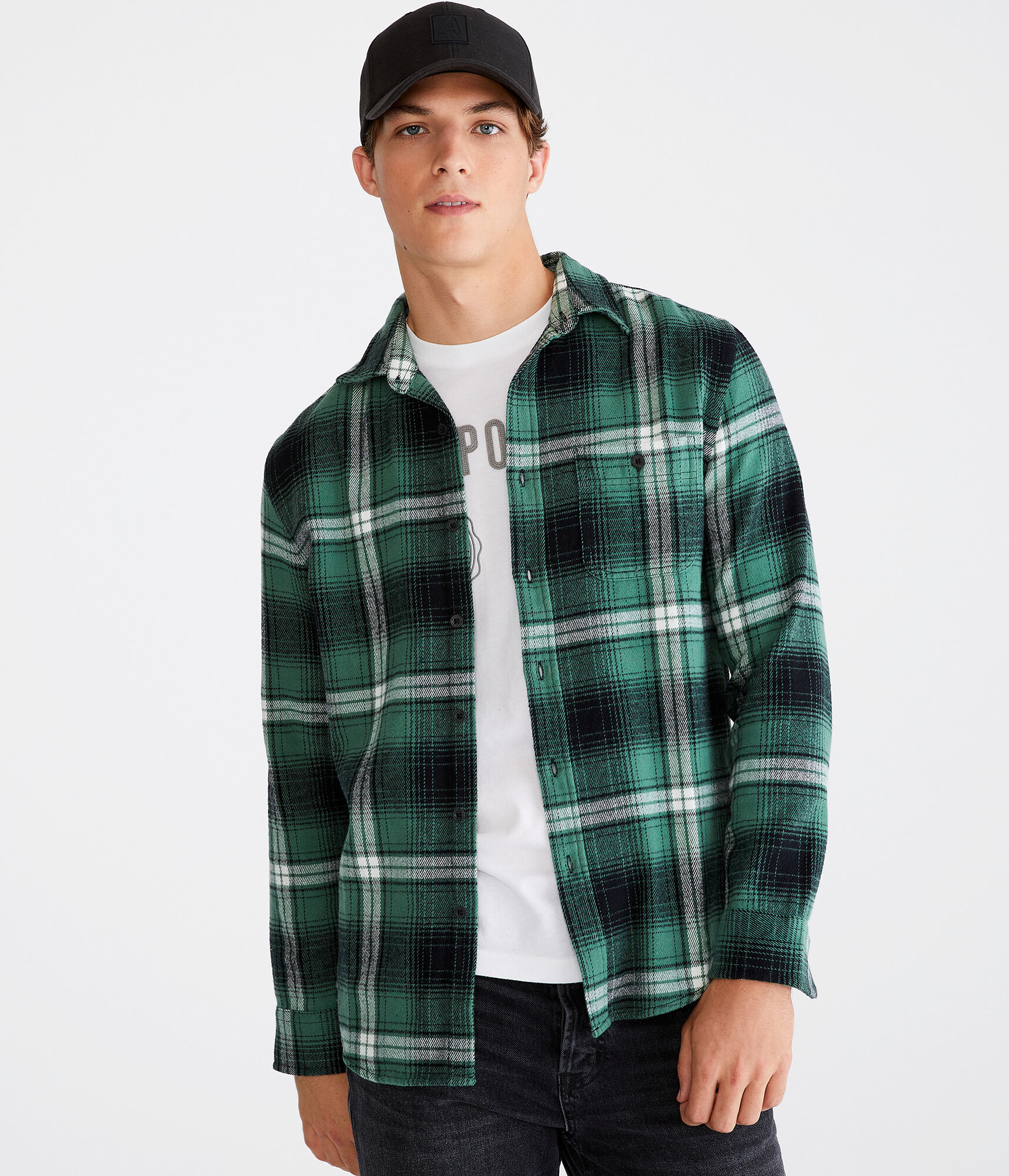 Long Sleeve Heavy Plaid Flannel Shirt