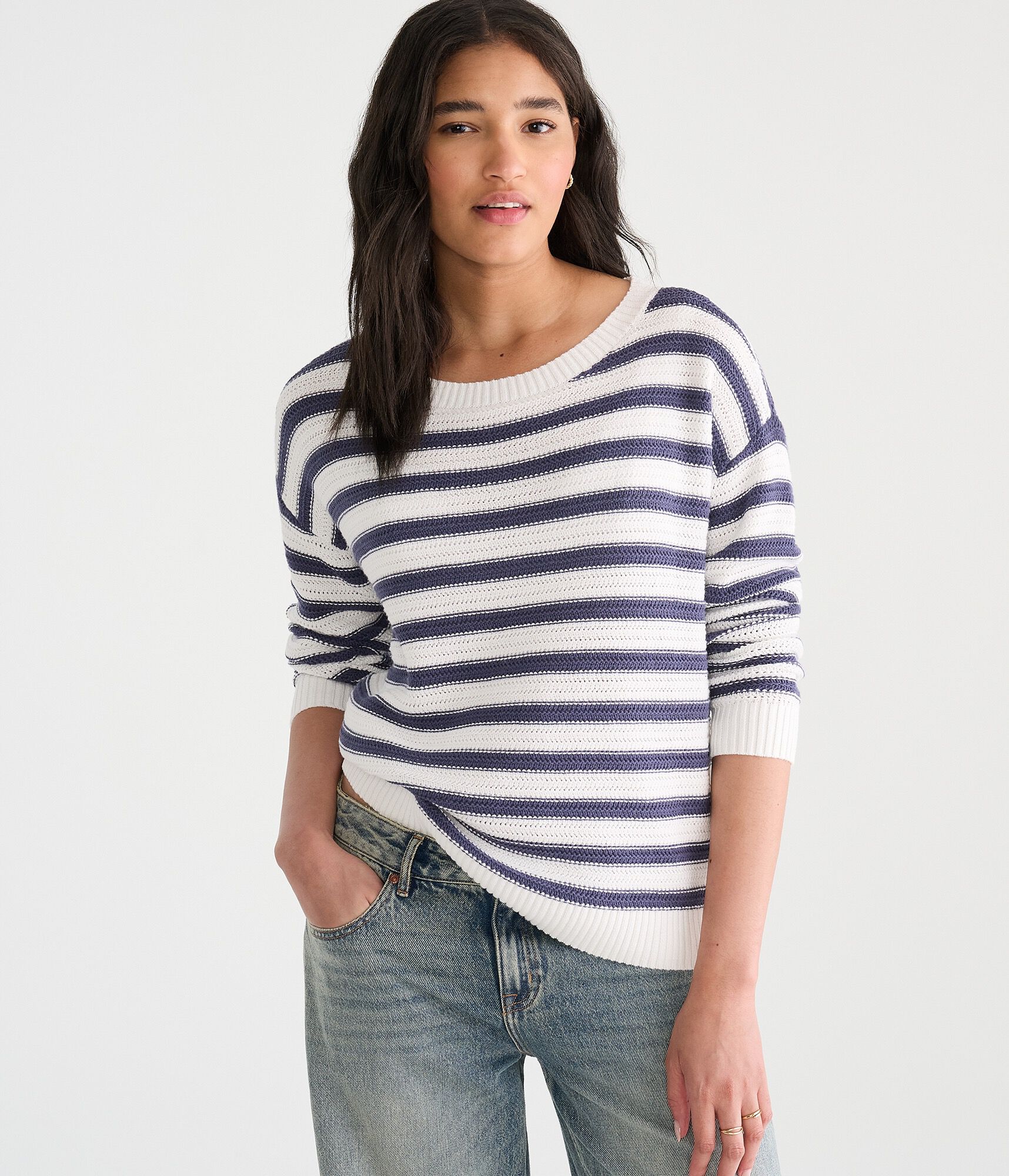 Striped Slouchy Crew Sweater
