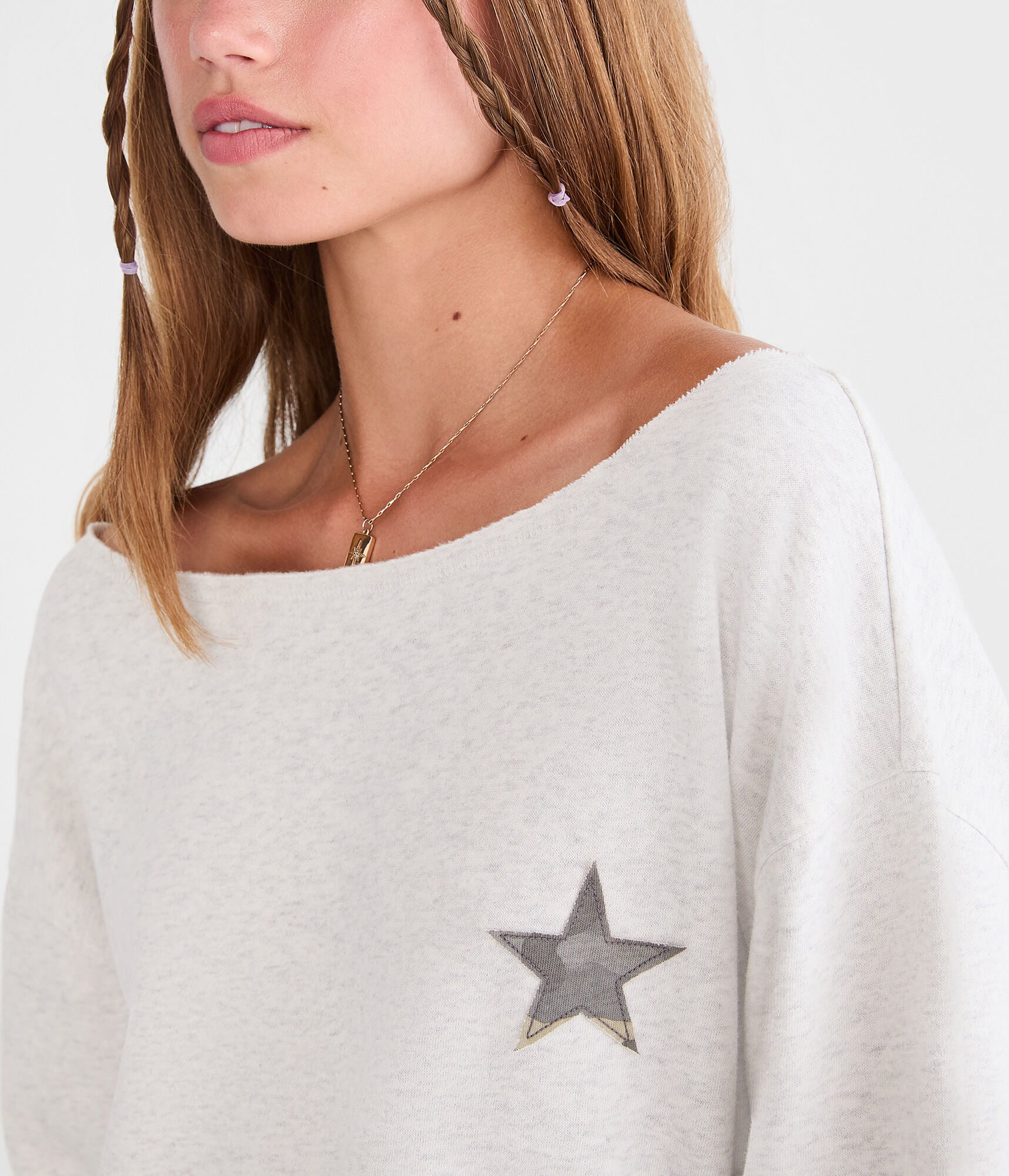 Cloud Soft Camo Star Off-The-Shoulder Sweatshirt