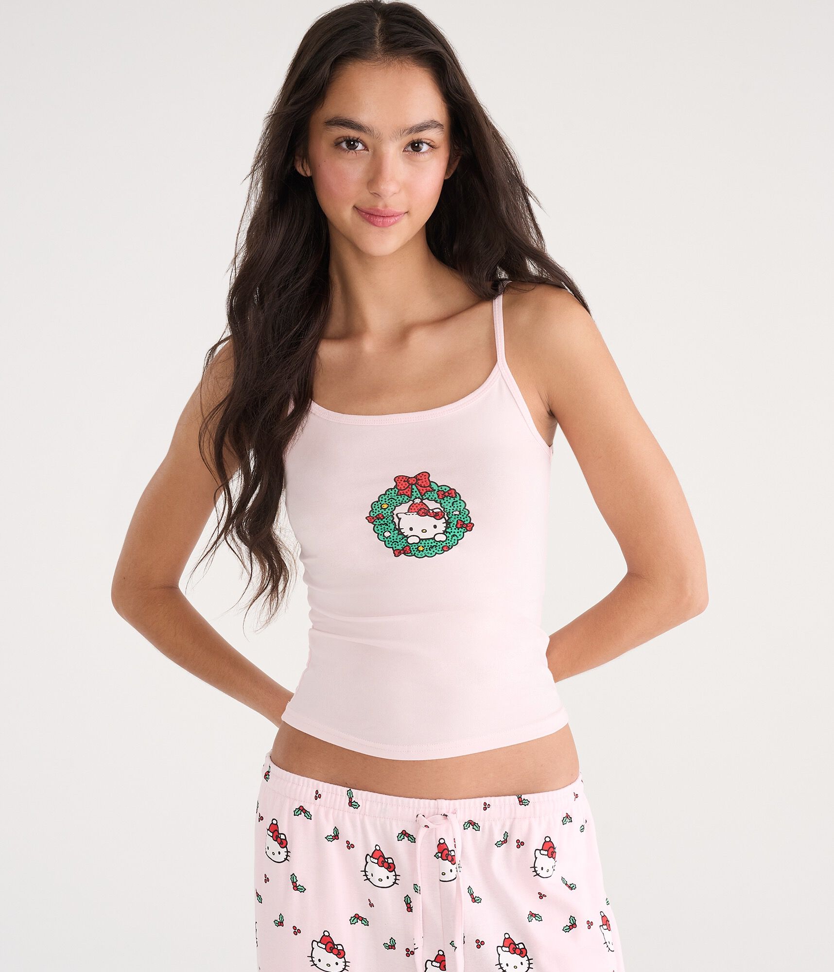 Hello Kitty Rhinestone Wreath Sleep Tank