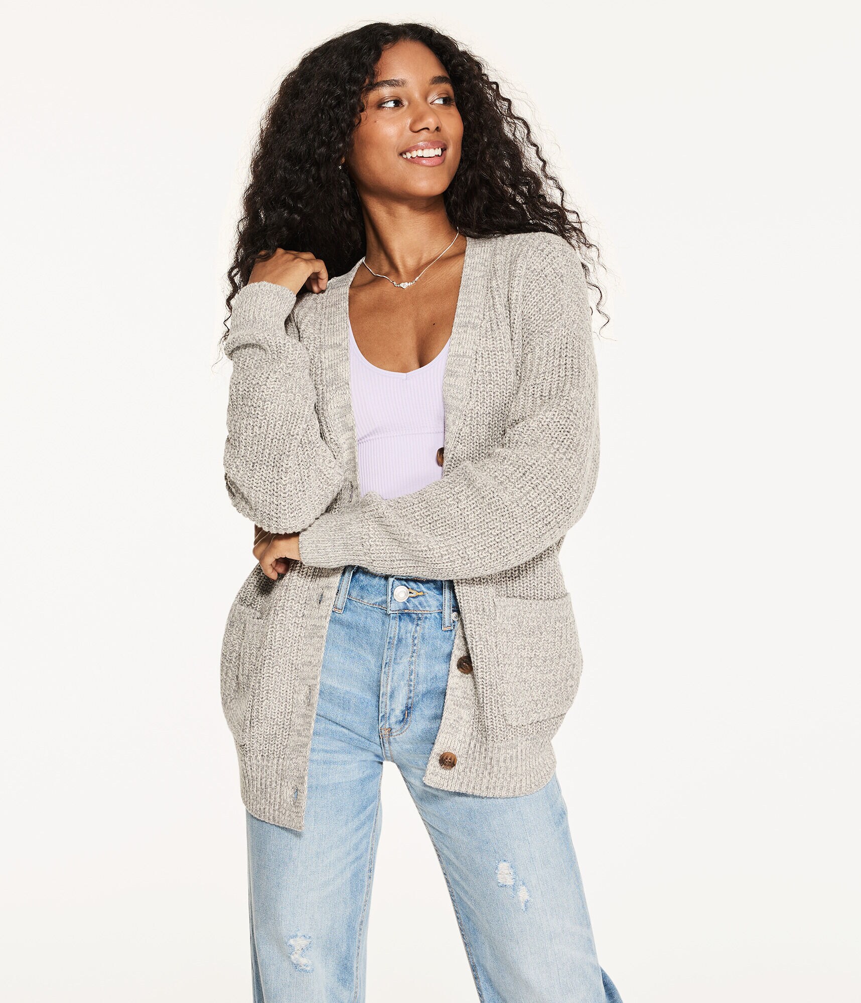 Ribbed Oversized V-Neck Cardigan