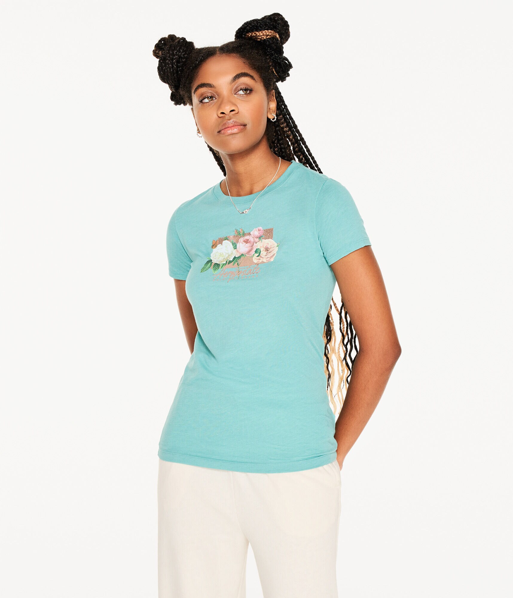 Aeropostale Floral Bouquet Foil Graphic Tee