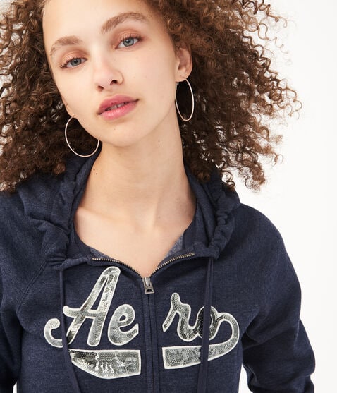Sequin Logo Full-Zip Hoodie Sequin Logo Full-Zip Hoodie