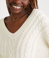 Slouchy Cable V-Neck Sweater