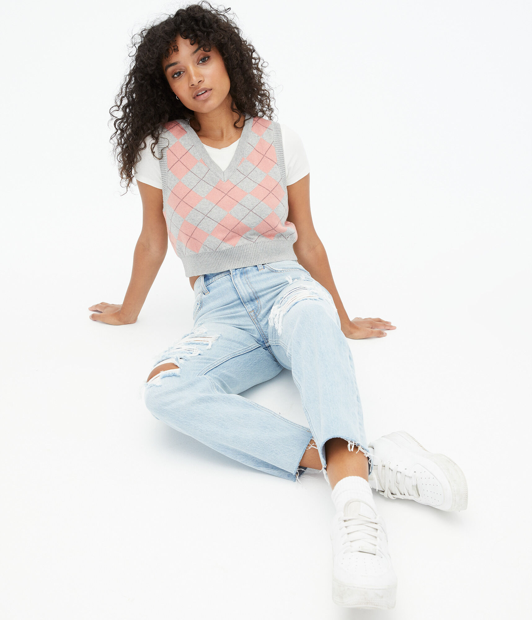 Argyle Cropped Sweater Vest