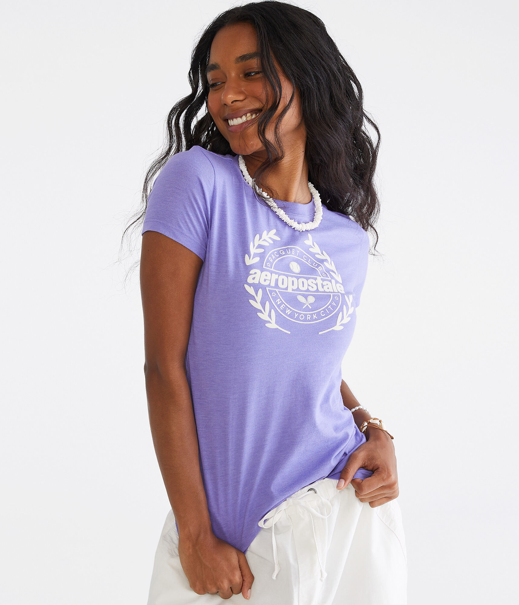 Aeropostale Racquet Club Flocked Graphic Tee