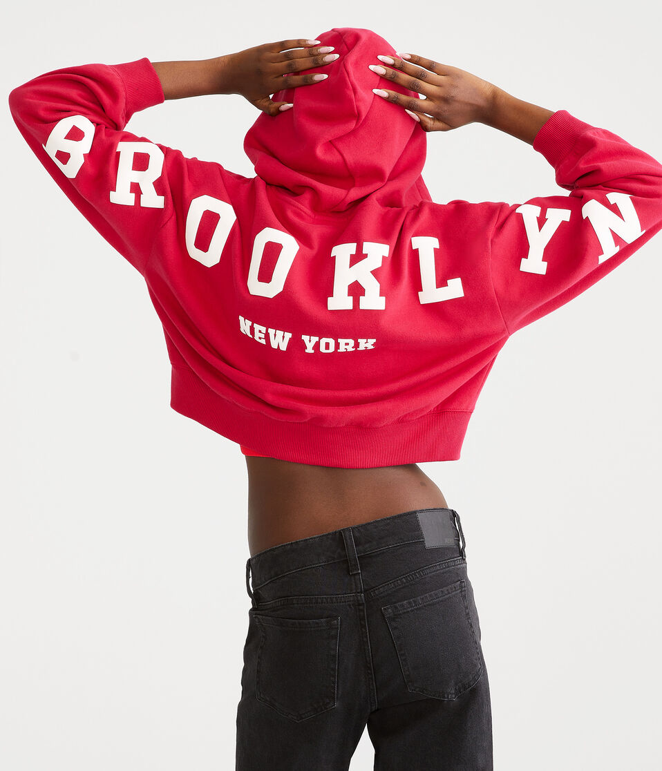 Brooklyn Oversized Cropped Full-Zip Hoodie