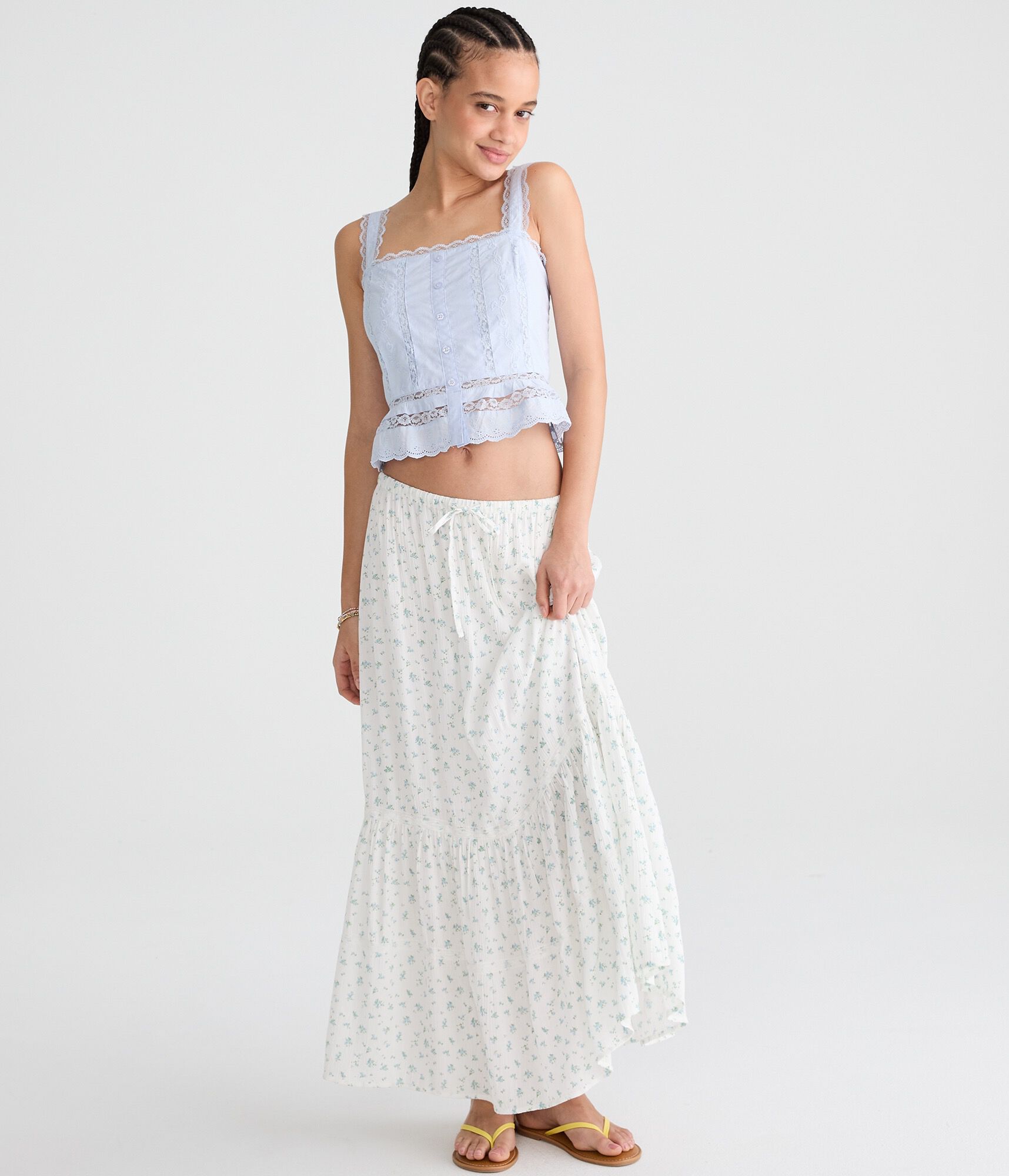 Floral Tiered Maxi Skirt