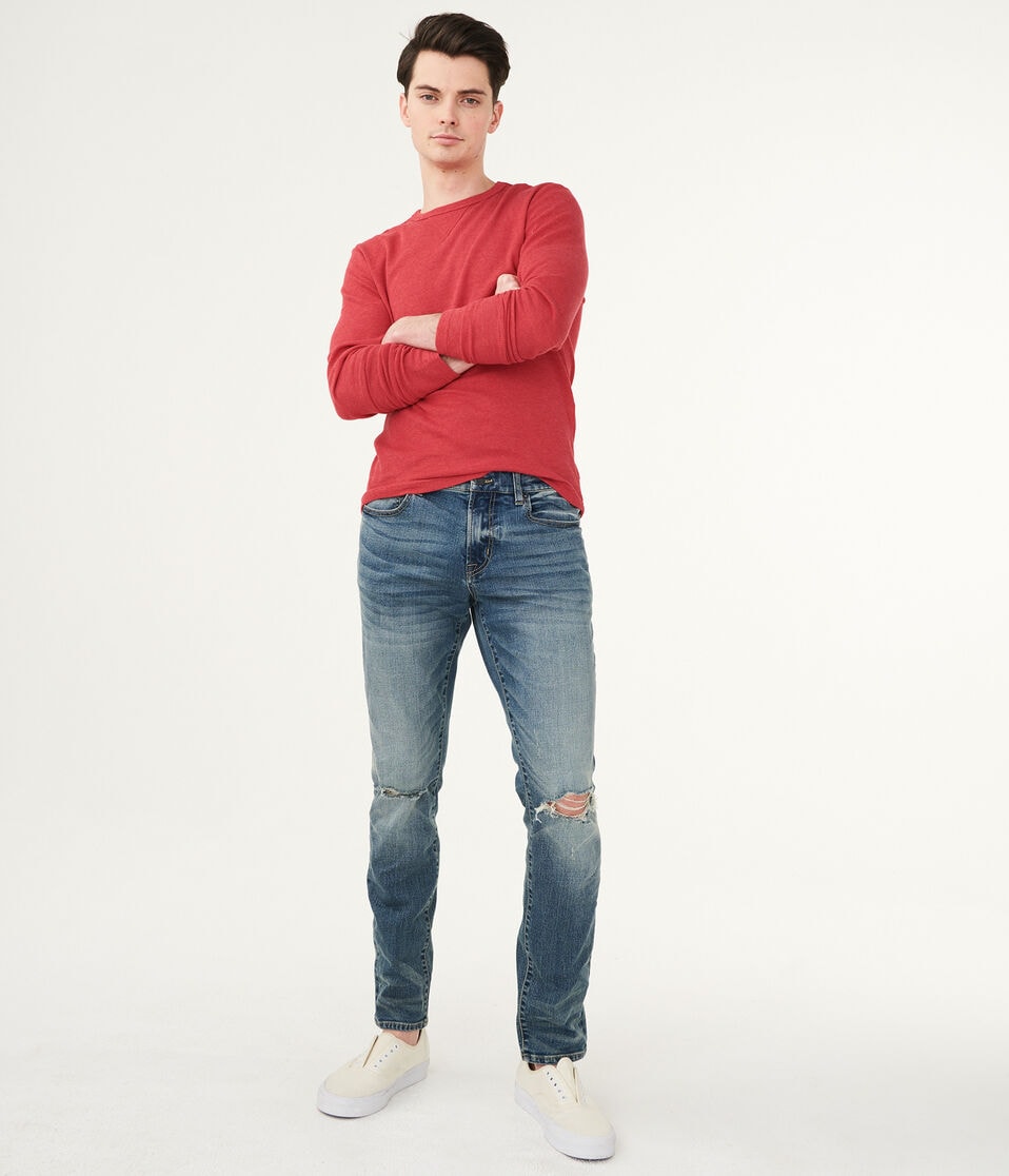 Skinny Medium Wash Destroyed Stretch Jean***