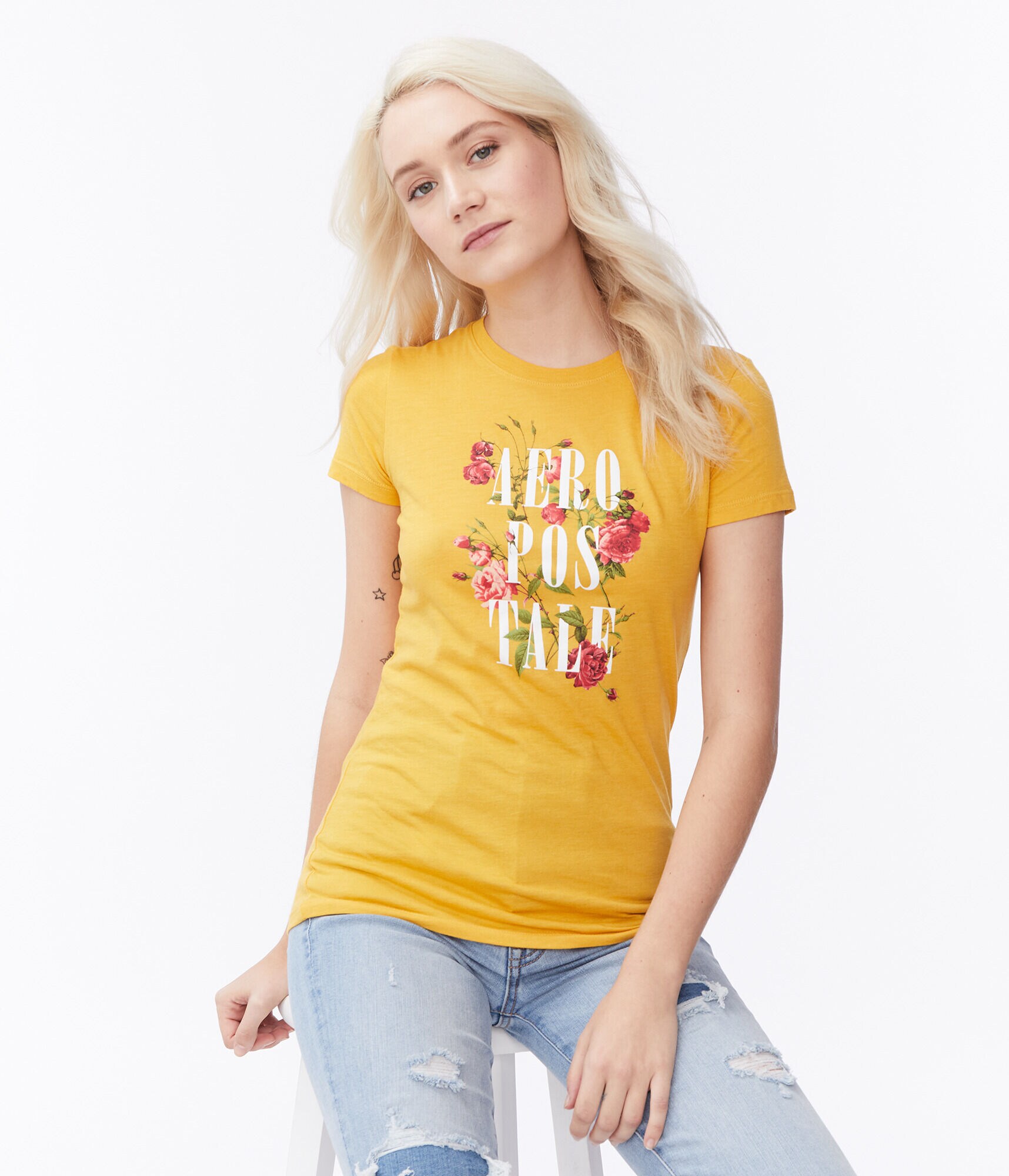 Stacked Aeropostale Floral Graphic Tee