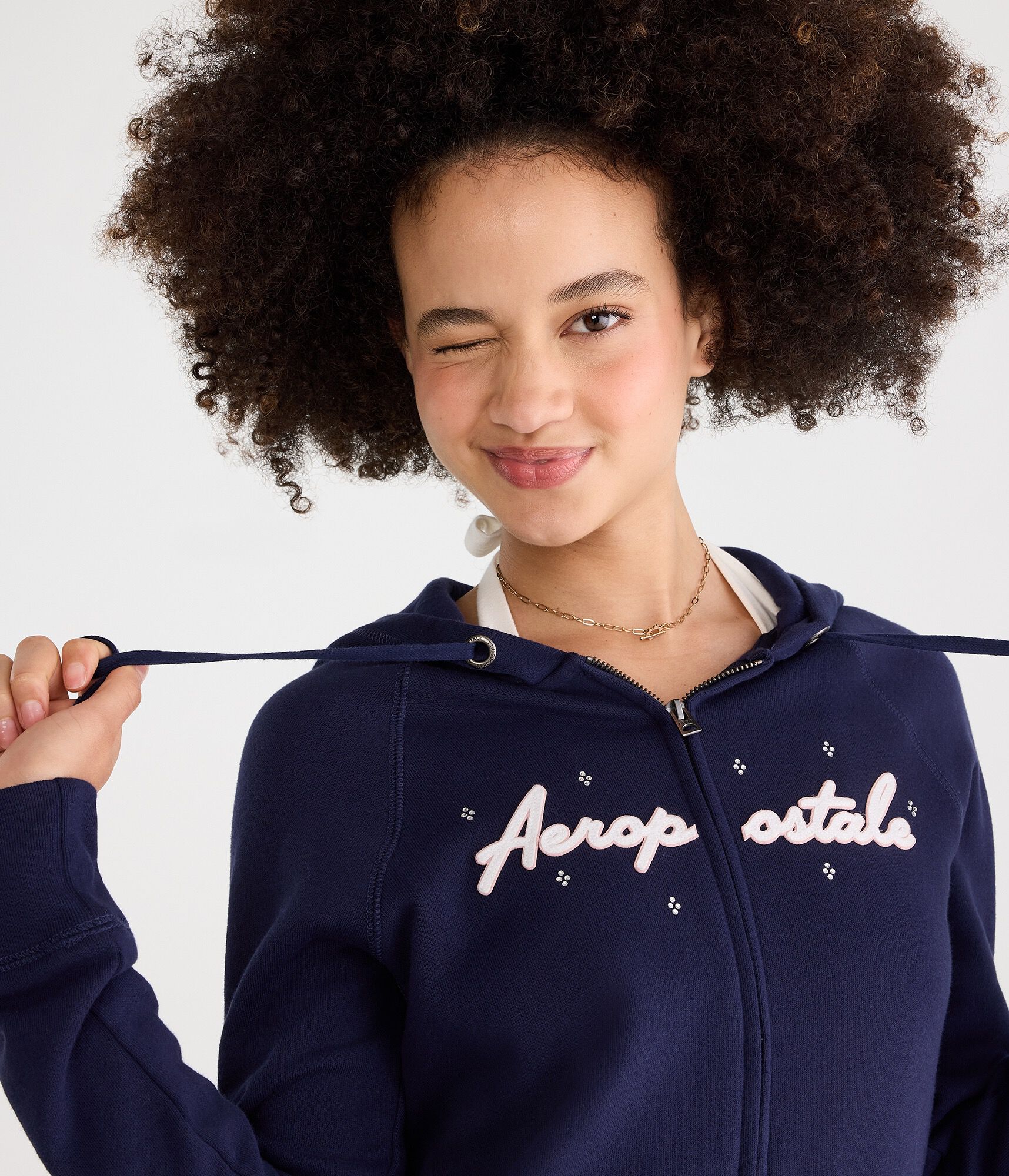 Aeropostale Rhinestone Full-Zip Hoodie