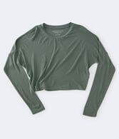 Long Sleeve Ribbed Cropped Dolman Tee