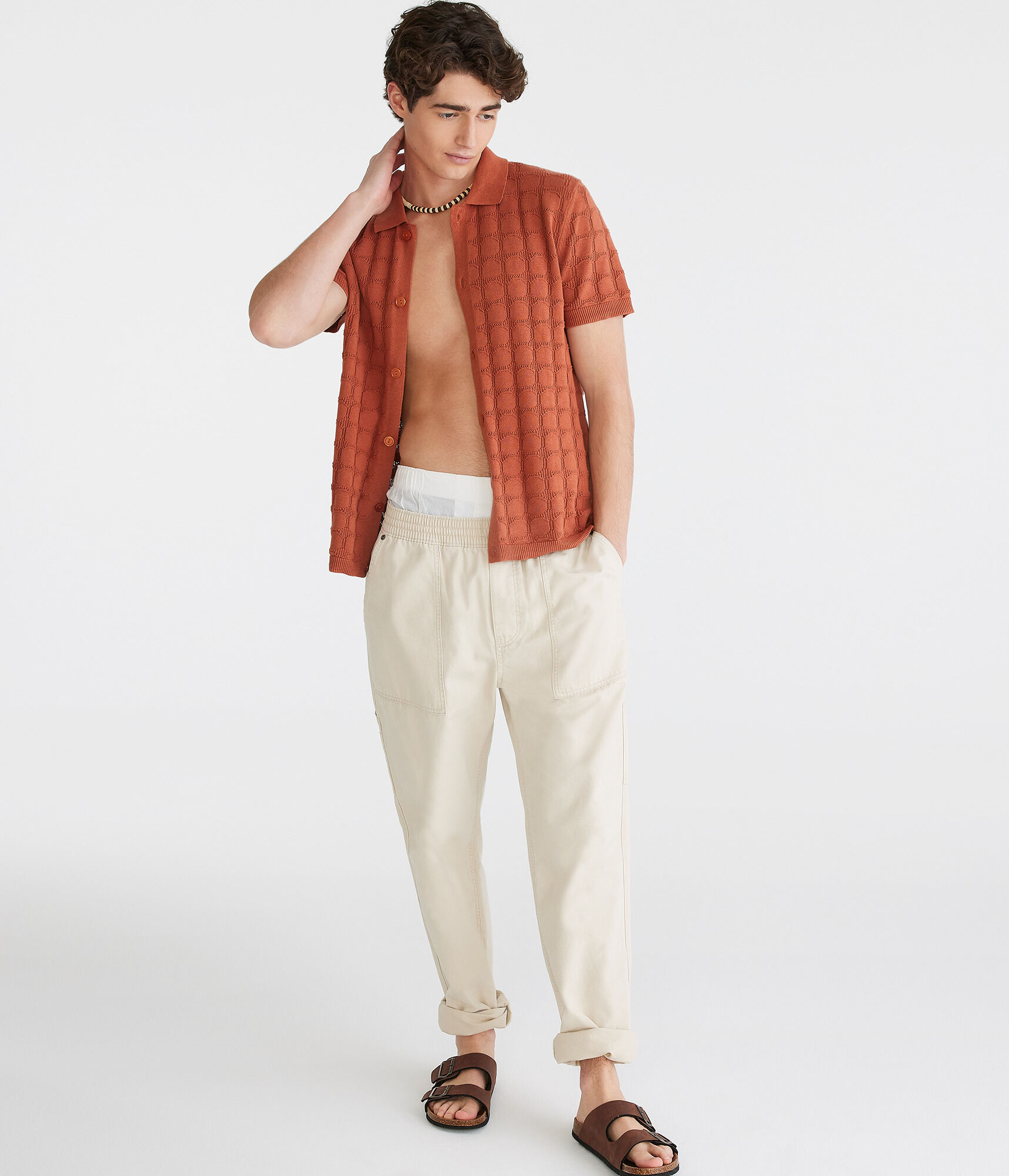 Geometric Crocheted Knit Shirt