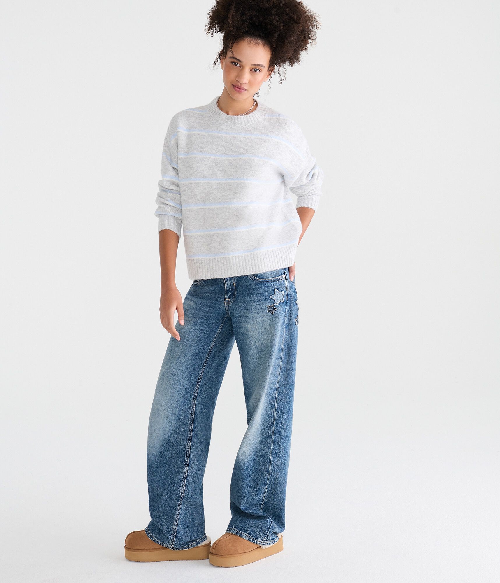Striped Cozy Crew Sweater