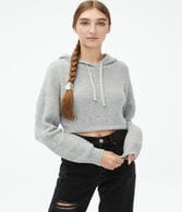 Sweater-Knit Cropped Sleep Pullover Hoodie