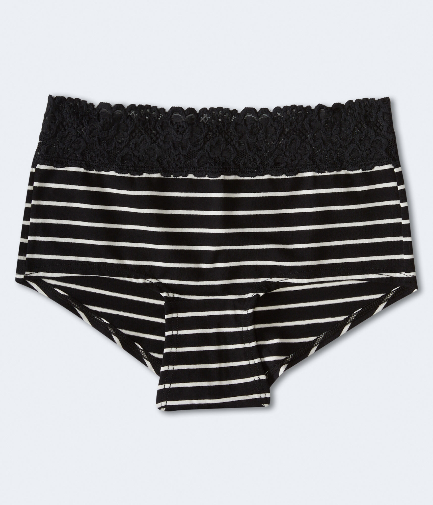 Striped Lace-Trim Boyshort