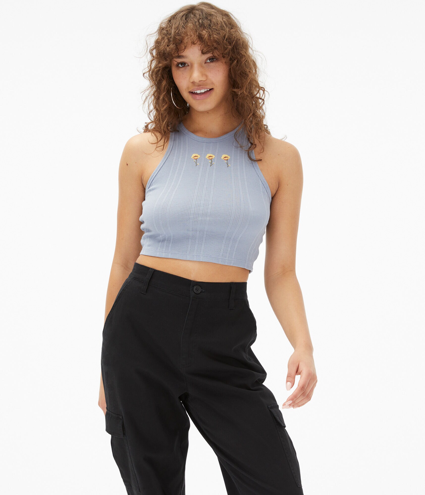 Daisy High-Neck Cropped Tank