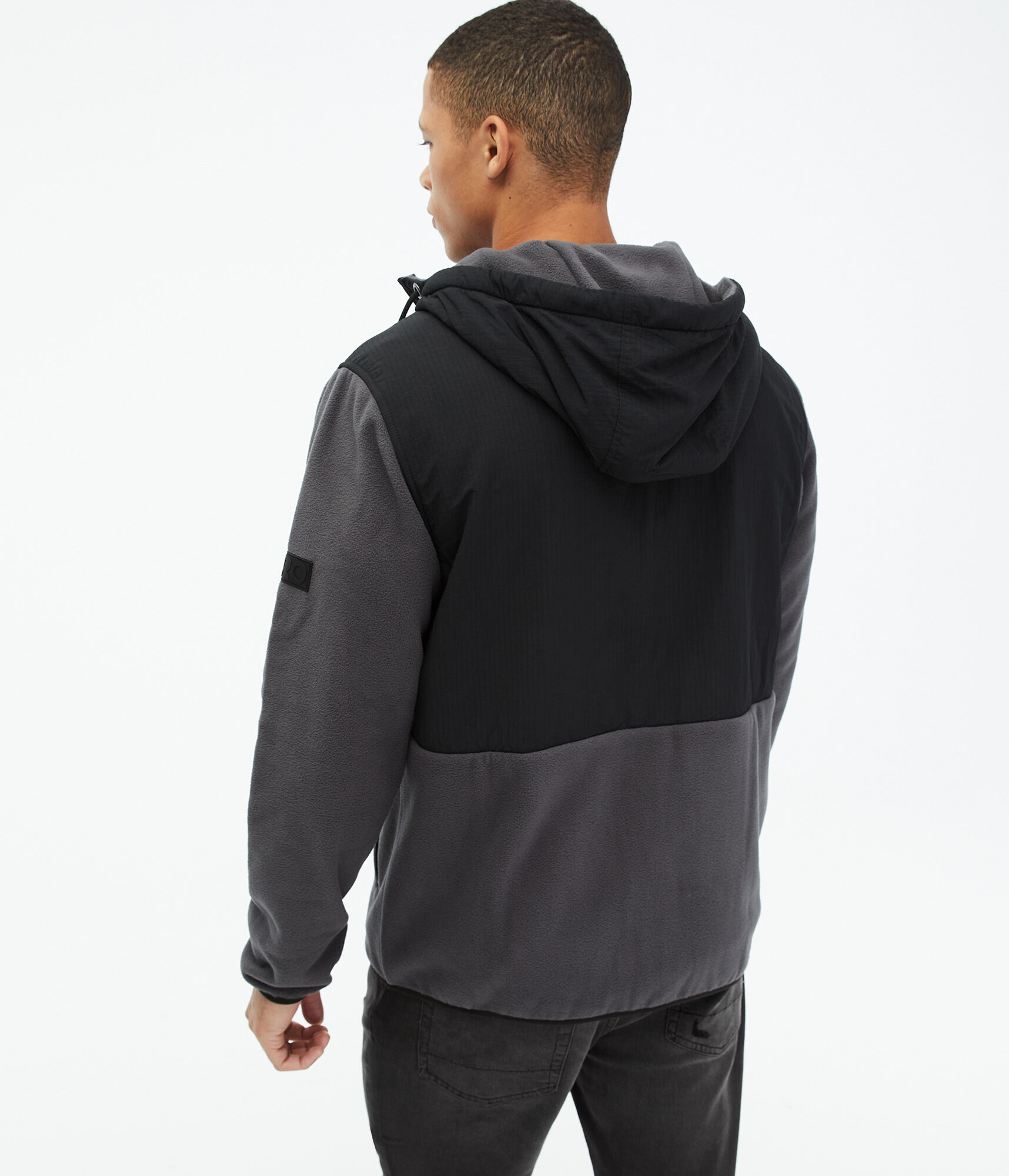 Mixed Media Microfleece Full-Zip Hoodie
