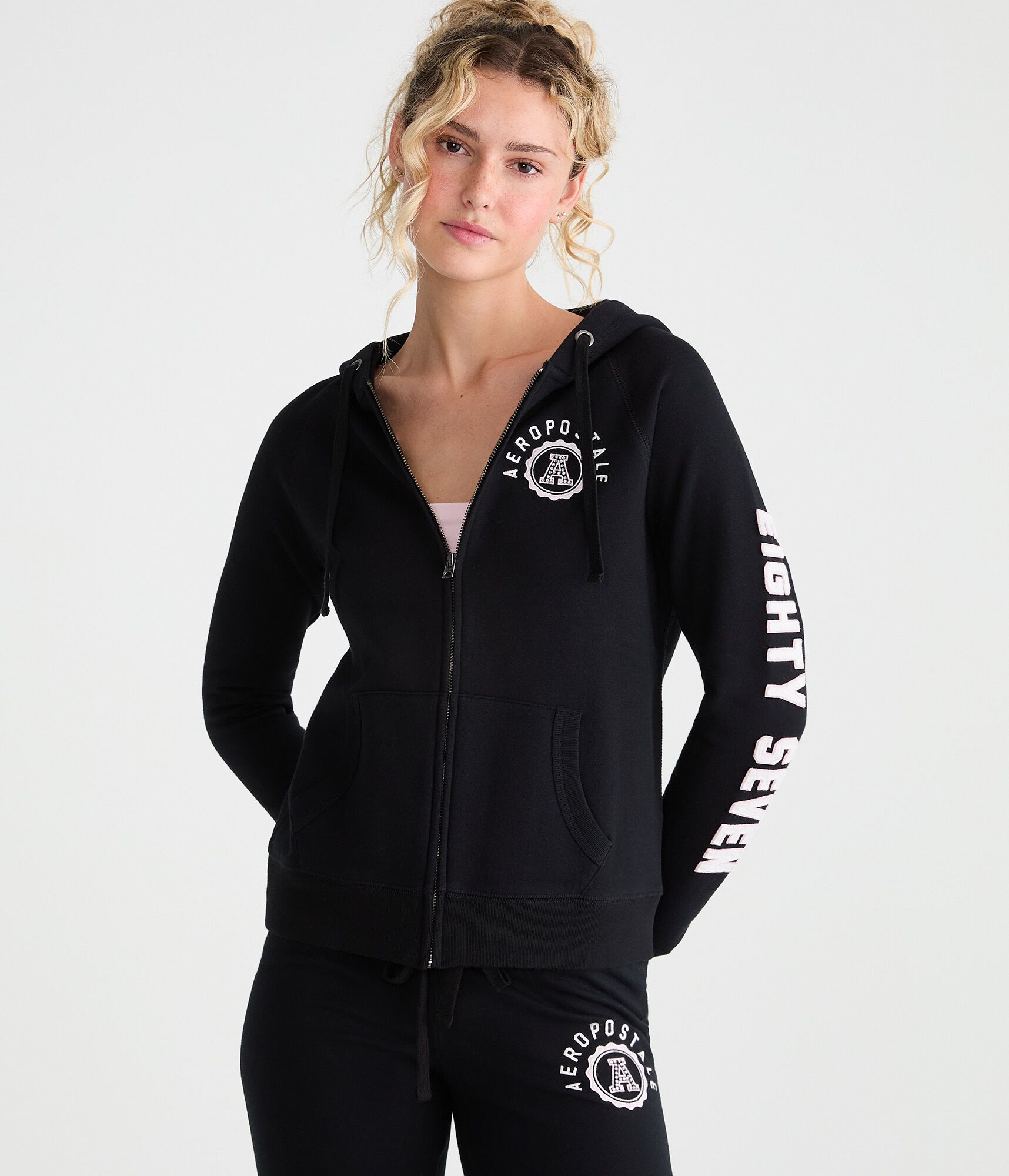 Aero Rhinestone Crest Full-Zip Hoodie