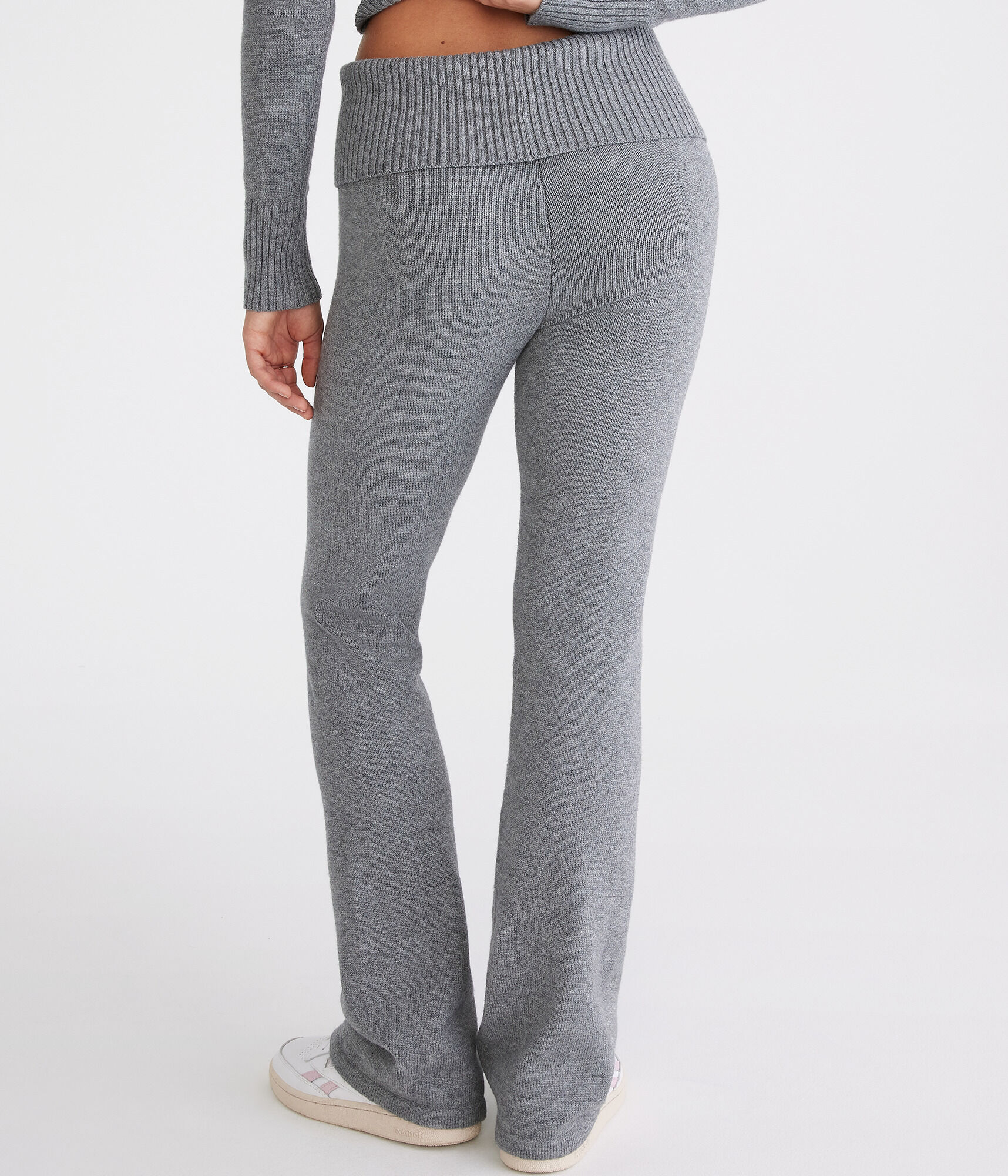 Flare Mid-Rise Fold-Over Sweater Pants