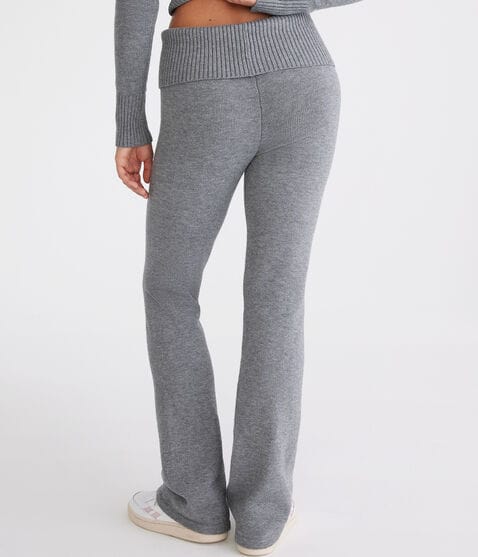 Flare Mid-Rise Fold-Over Sweater Pants