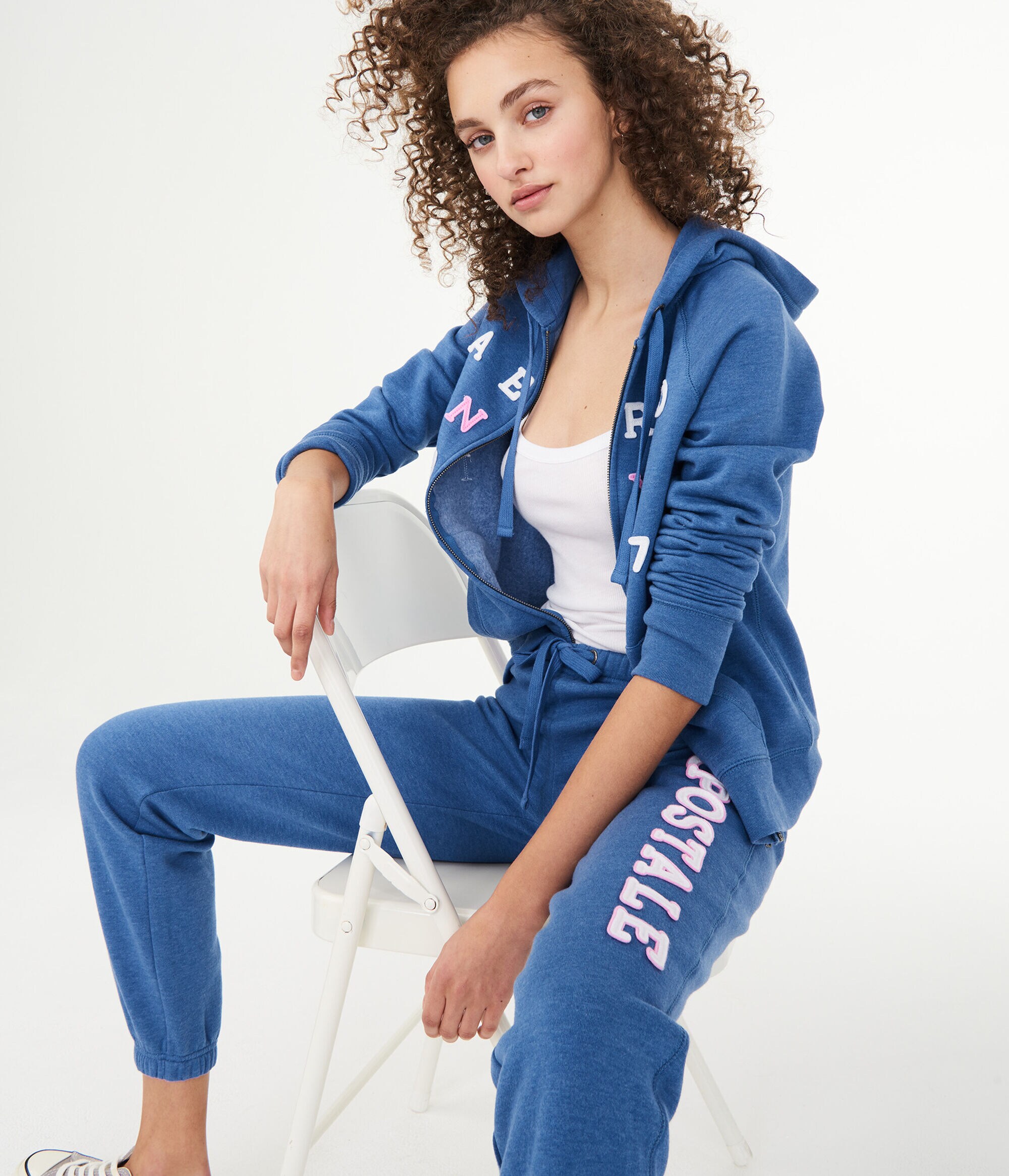 Medium Aeropostale Womens Slim Cinch Pajama Sweatpants Blue