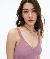 Lacy Waffle-Knit Cropped Sleep Tank