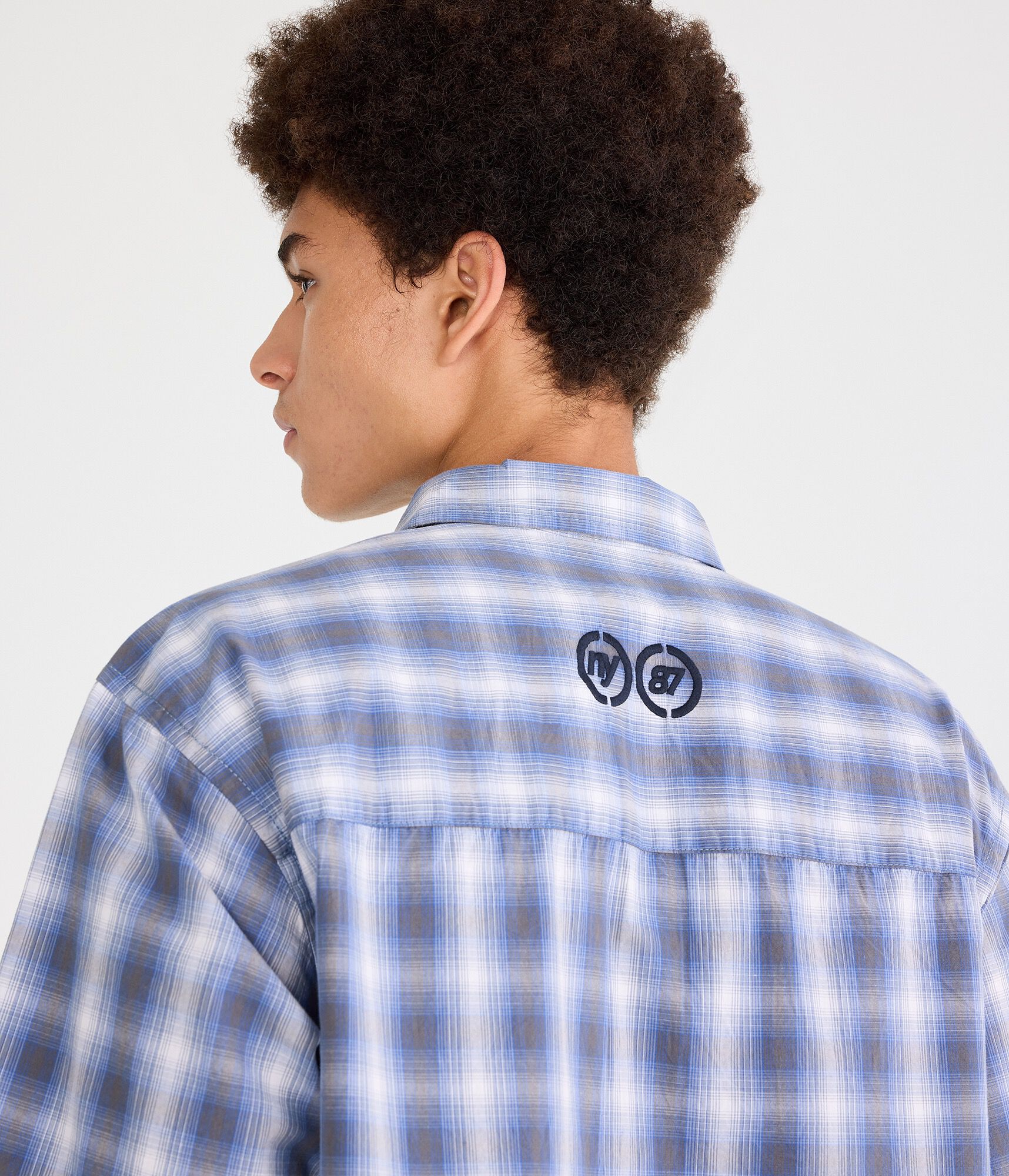 Brooklyn Microplaid Boxy Shirt