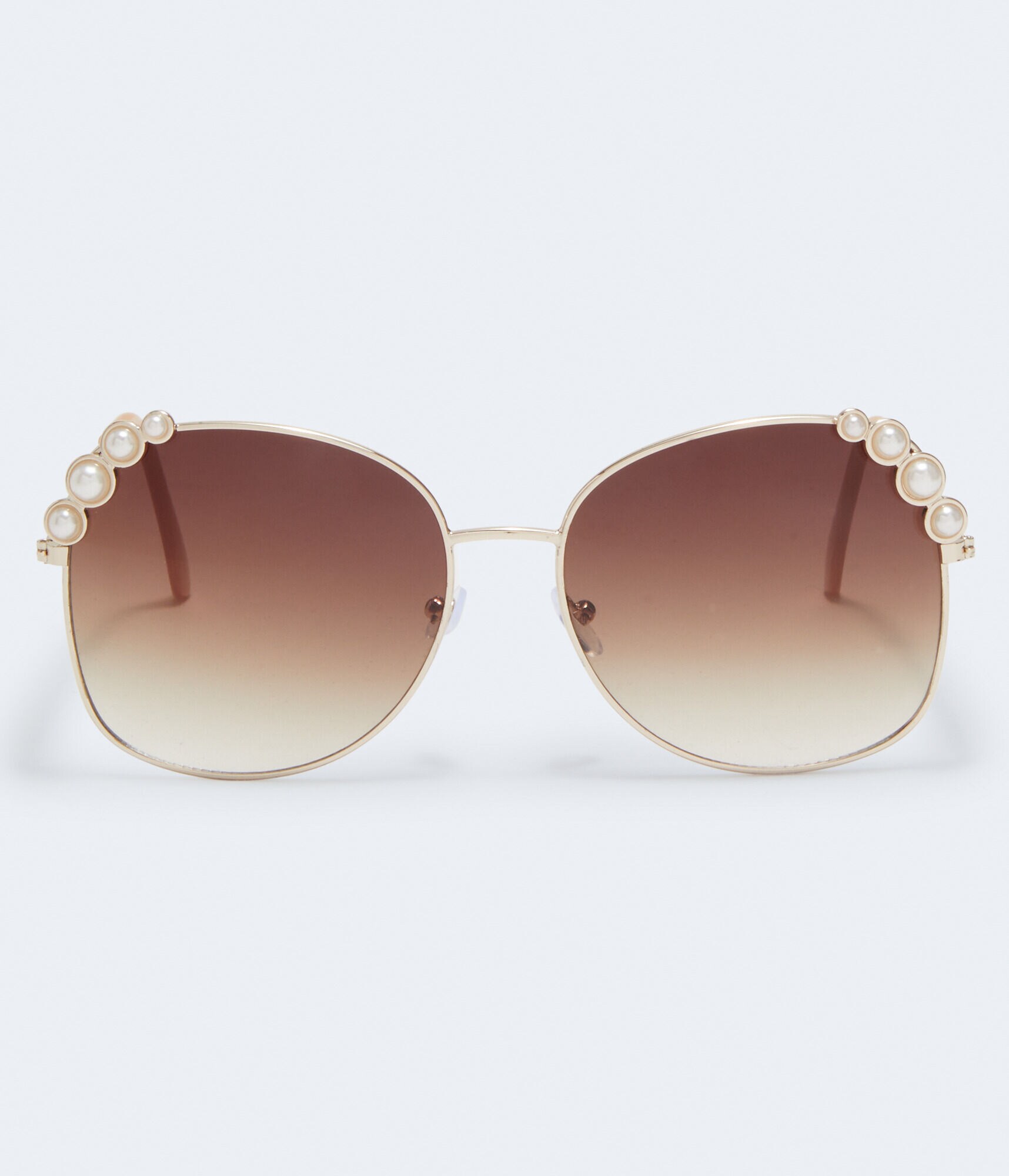 Faux Pearl Oversized Butterfly Sunglasses