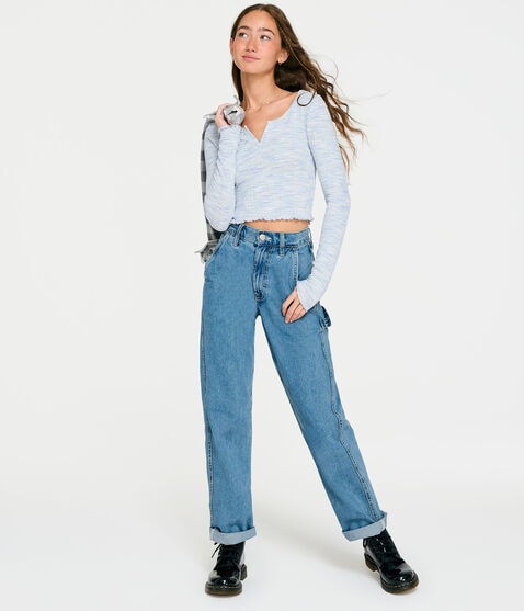 Long Sleeve Space-Dye Cropped Shrunken Tee Long Sleeve Space-Dye Cropped Shrunken Tee
