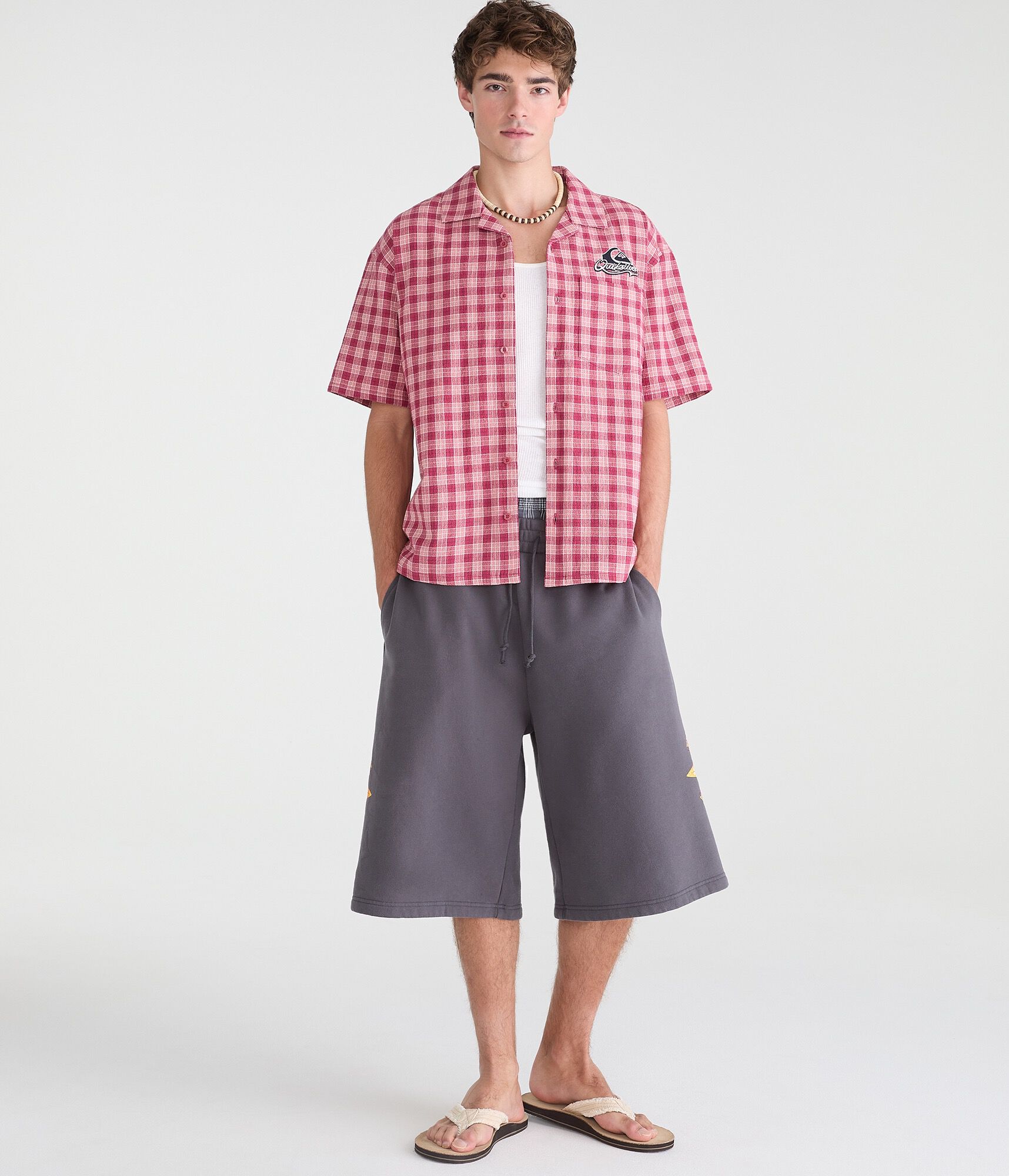 Quiksilver Logo Microplaid Camp Shirt