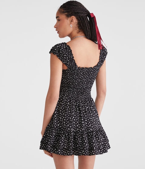 Floral Scoop-Neck Smocked Fit & Flare Dress Floral Scoop-Neck Smocked Fit & Flare Dress