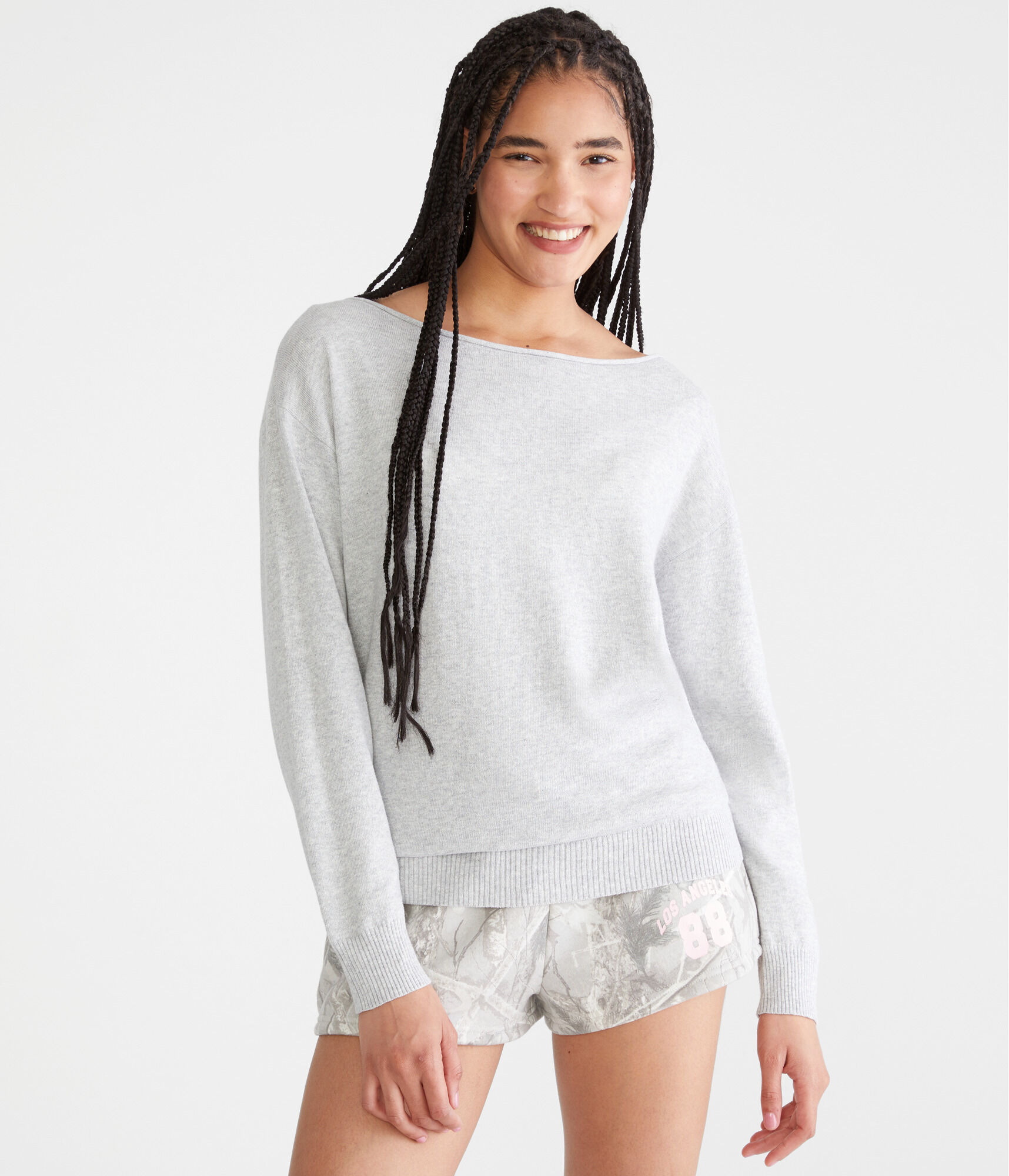 Slouchy Slash-Neck Sweater