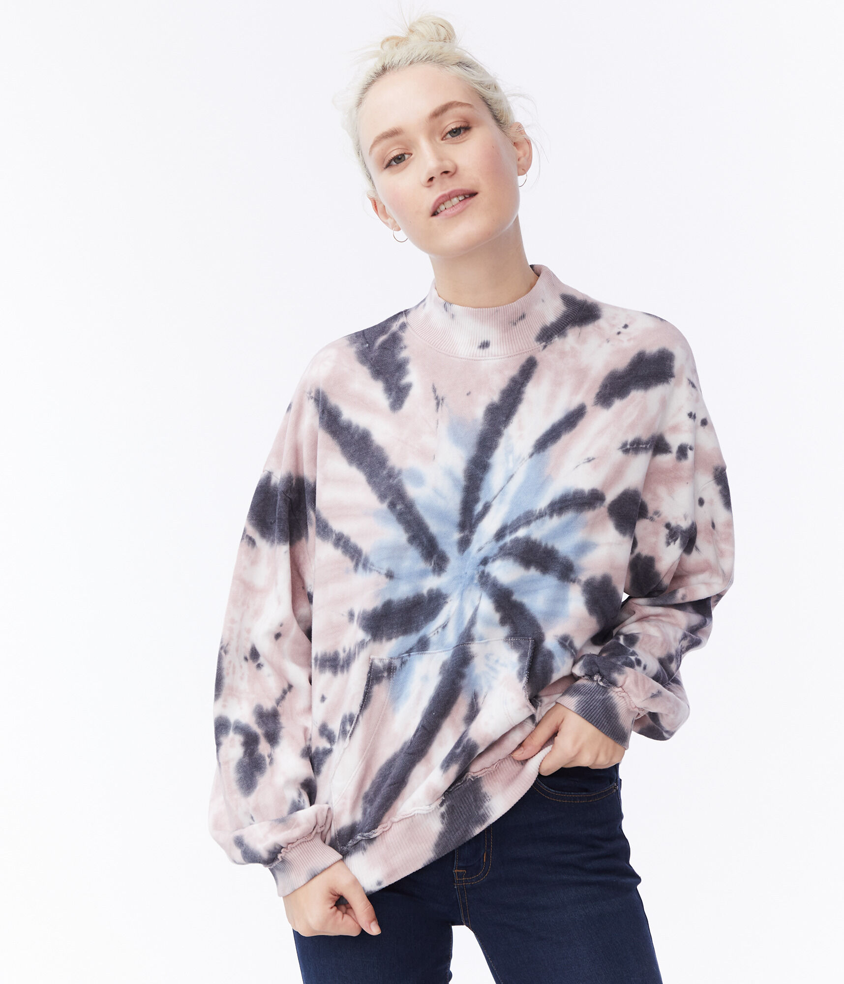 Download Tie-Dye Oversized Mock-Neck Sweatshirt