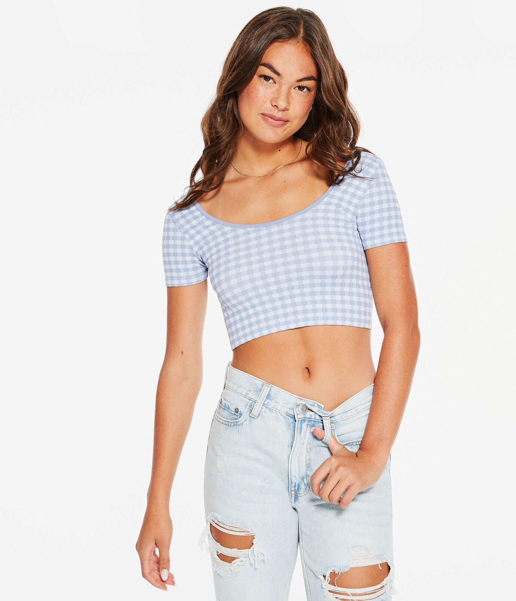 Gingham Seamless Cropped Ballet Top
