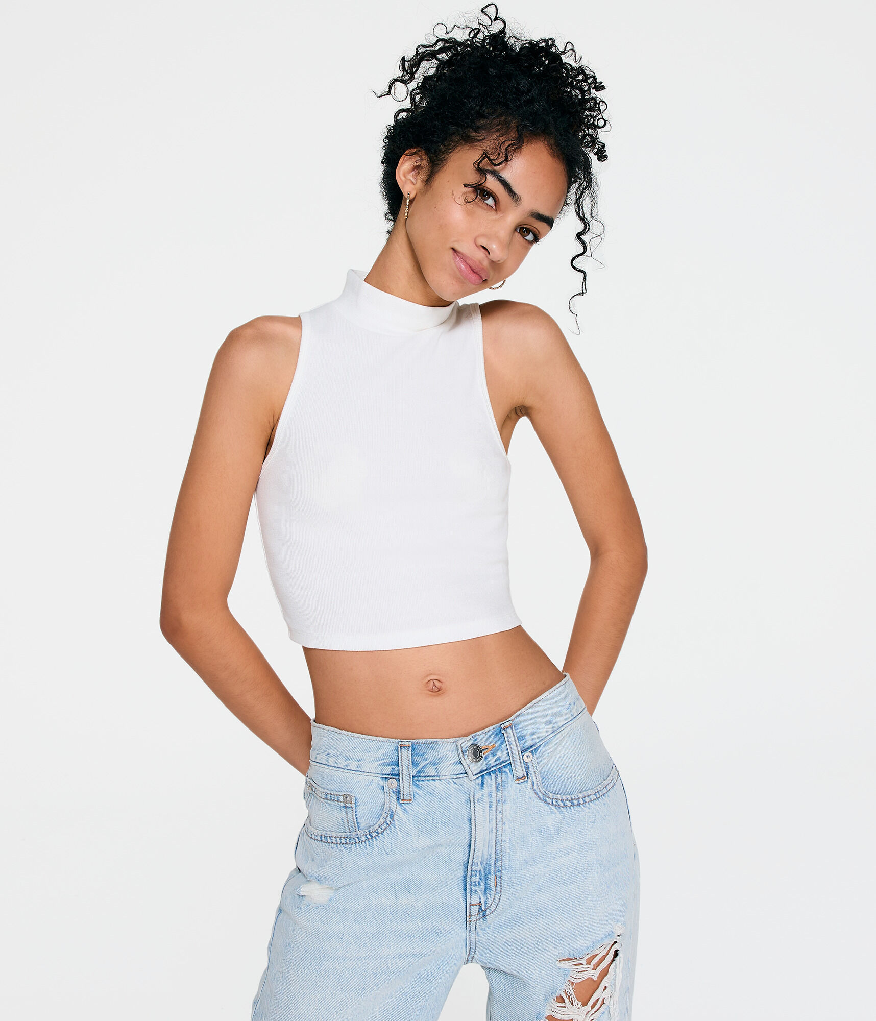 Mock-Neck Cropped Tank