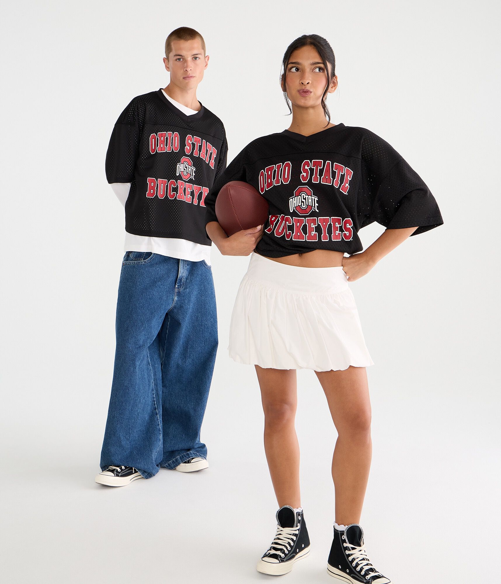 Ohio State Buckeyes Boxy Mesh V-Neck Top