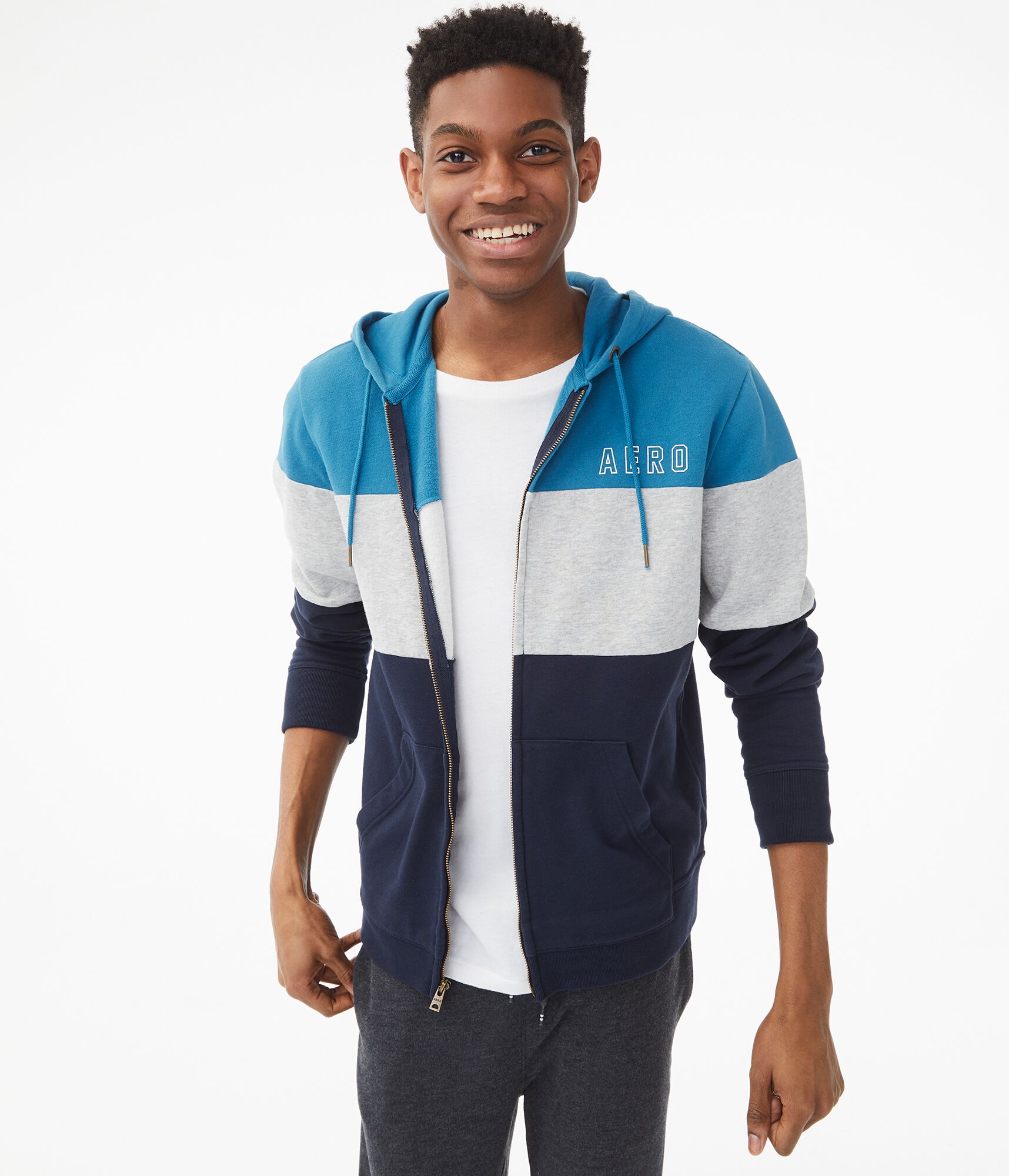 Aero Logo Colorblocked Full-Zip Hoodie