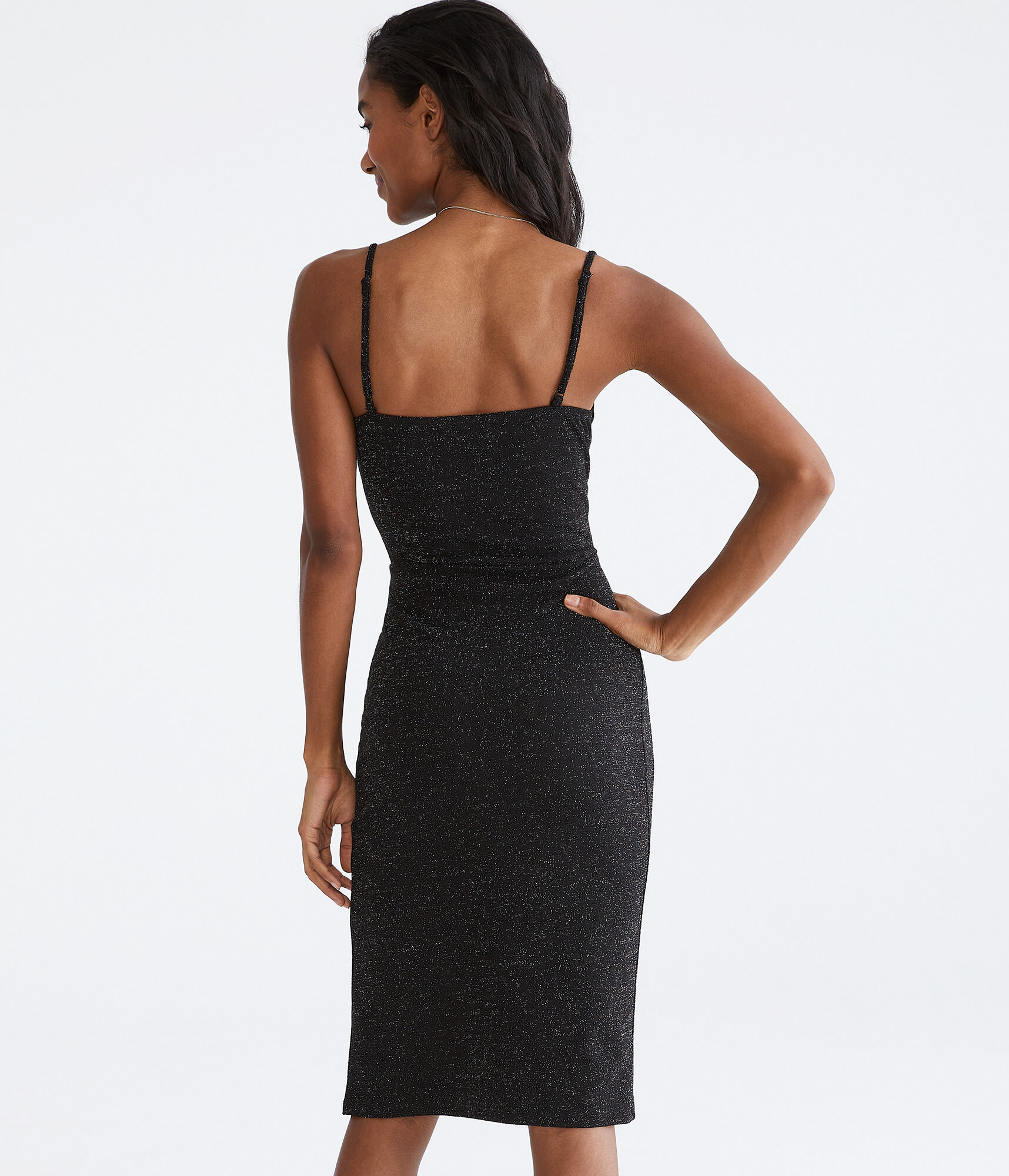 Shimmer Square-Neck Midi Dress