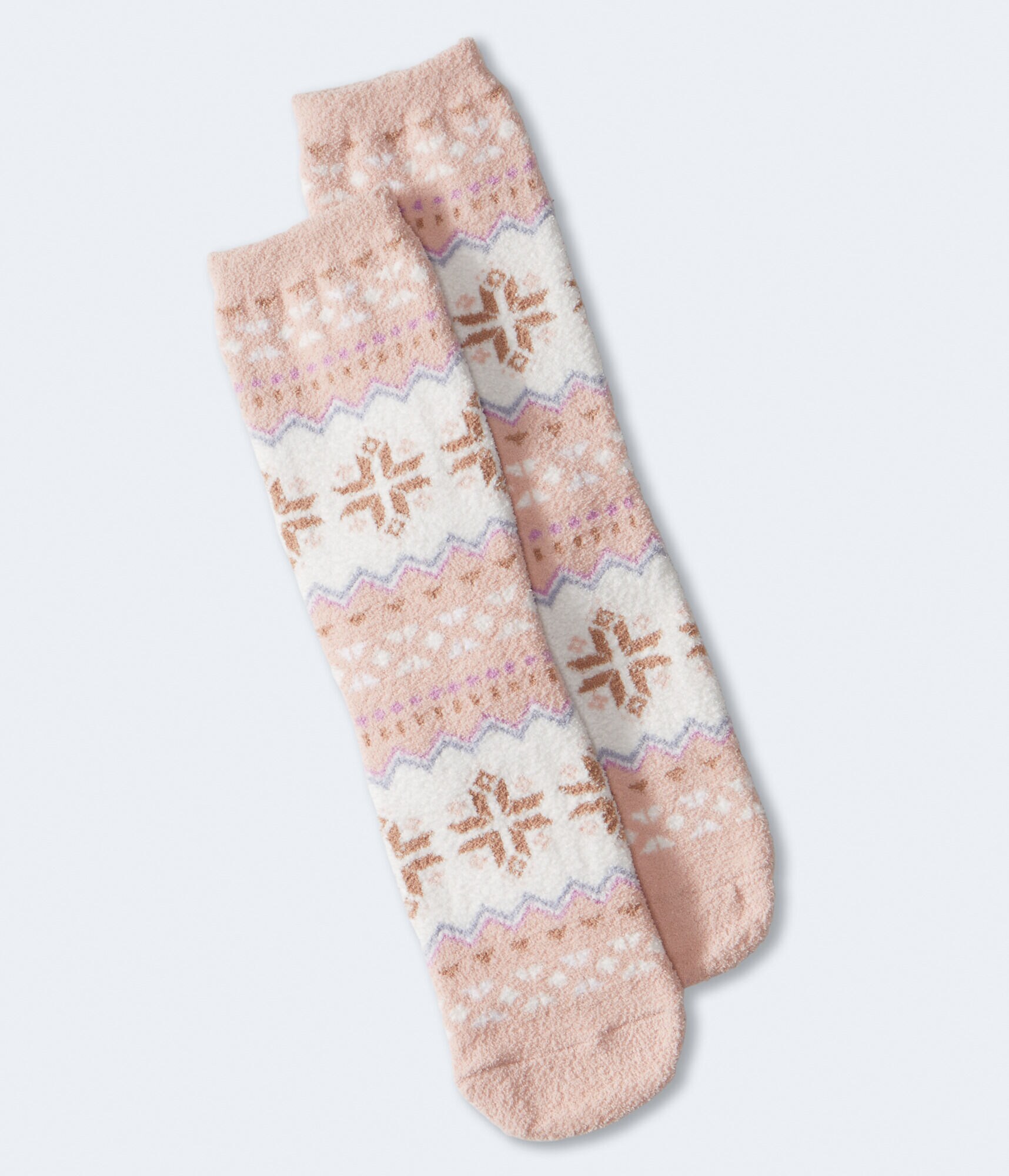 Fair Isle Fuzzy Crew Socks