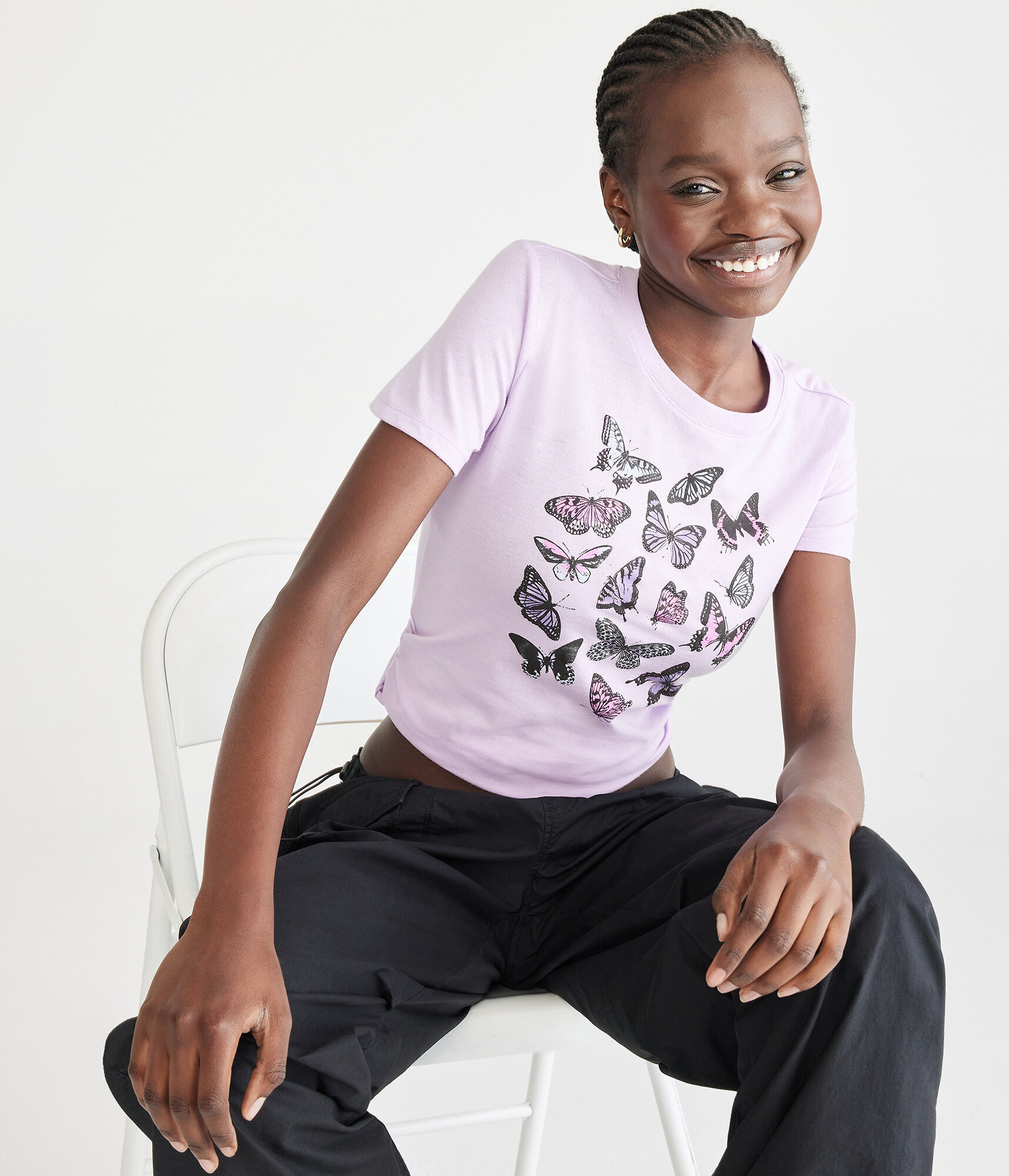 Multicolor Butterflies Graphic Tee