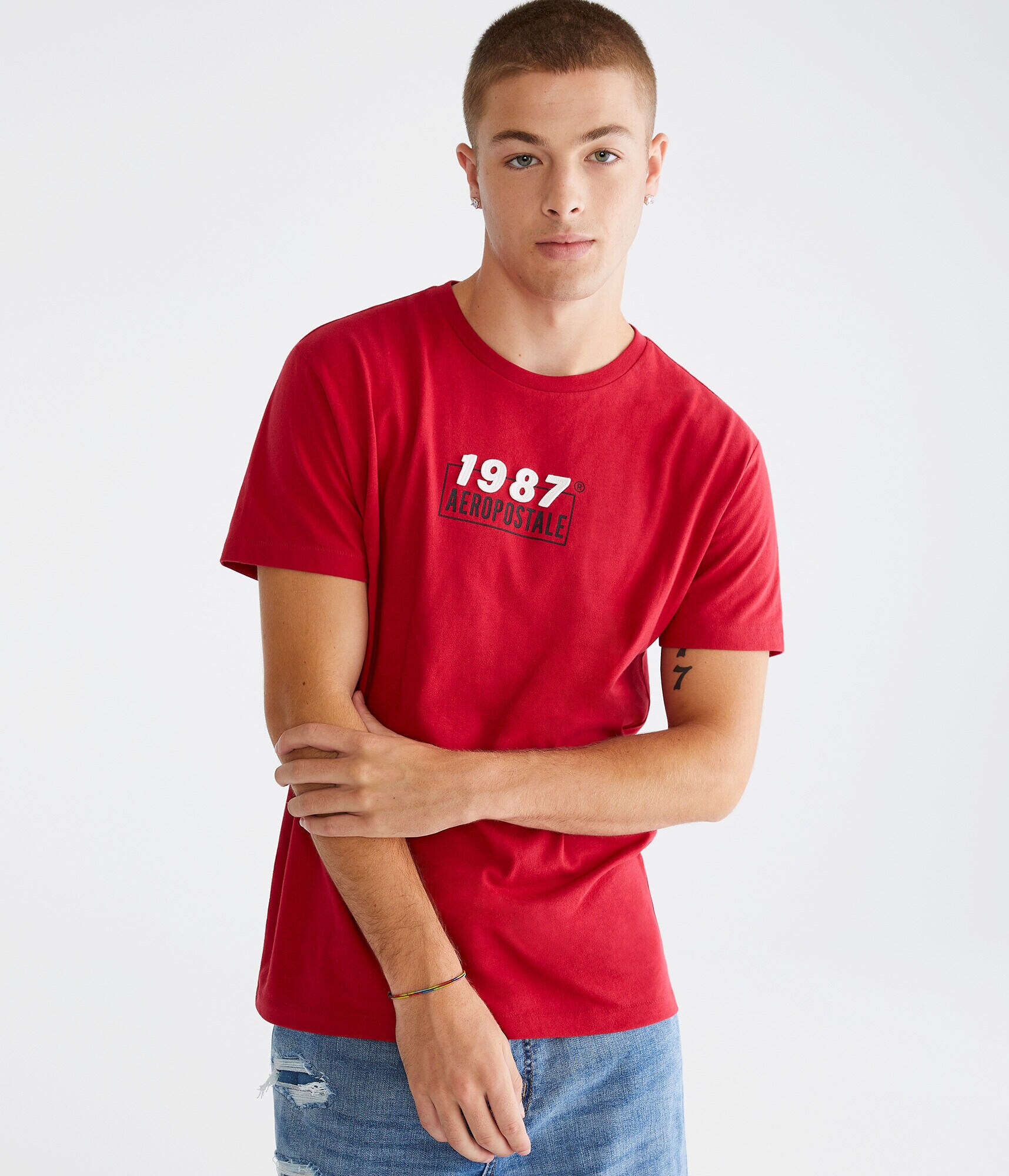 Aeropostale 1987 Box Logo Appliqu&eacute; Graphic Tee