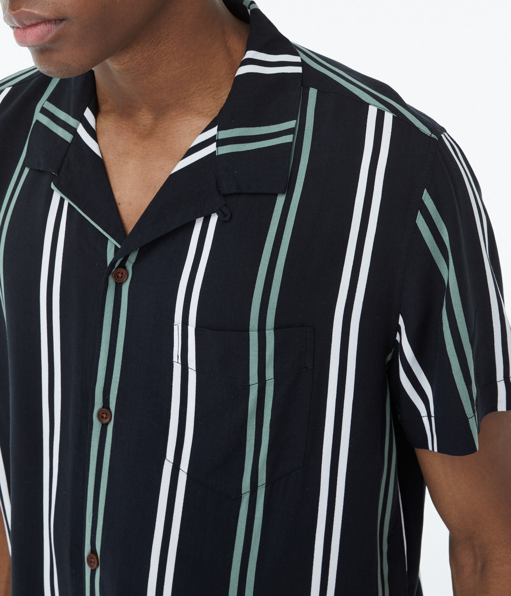 Vertical Stripe Button-Down Resort Shirt