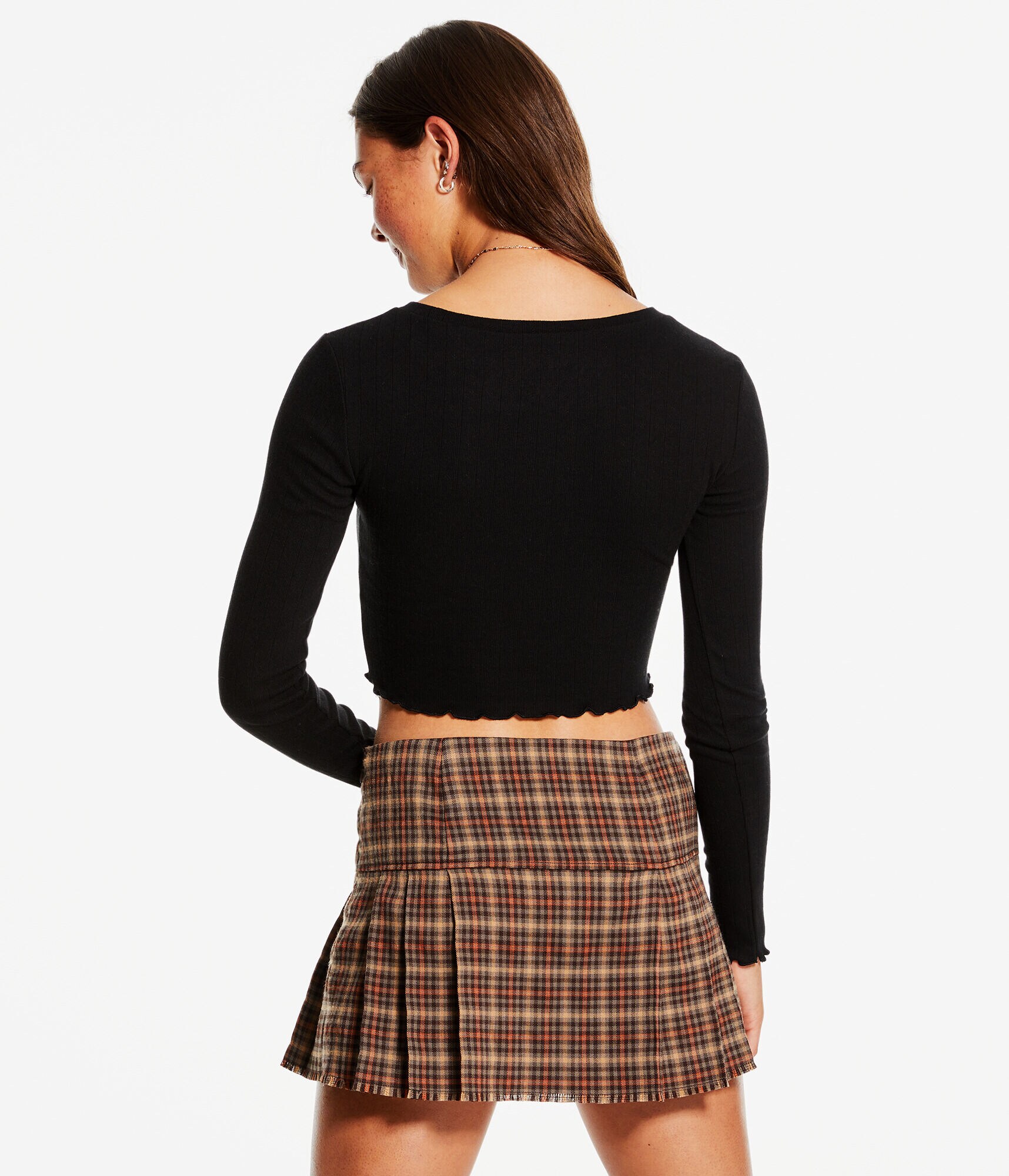 Long Sleeve Ribbed Cropped Shrunken Tee