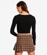 Long Sleeve Ribbed Cropped Shrunken Tee